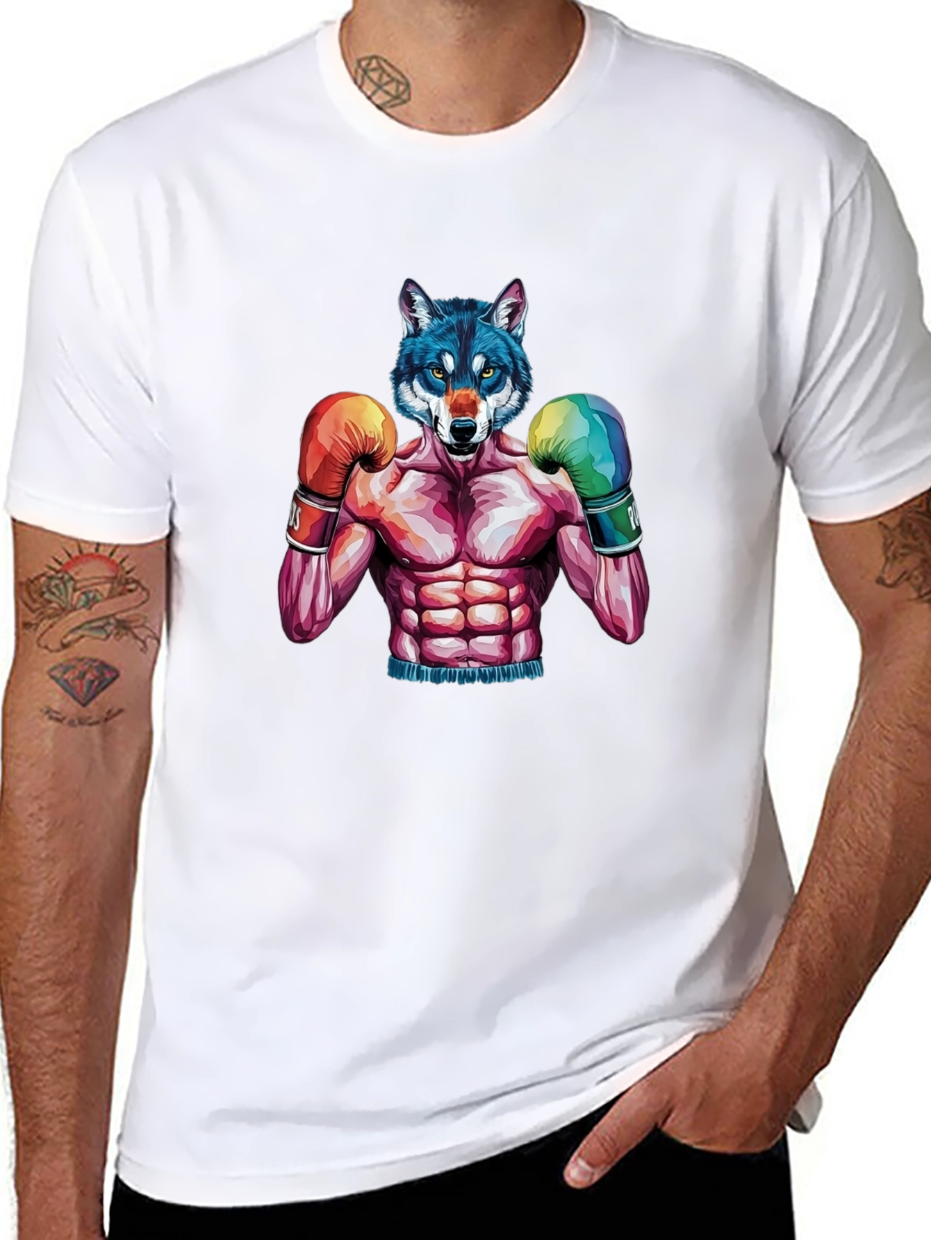 Wolf Boxer Graphic Tee - Mens Black T-Shirt