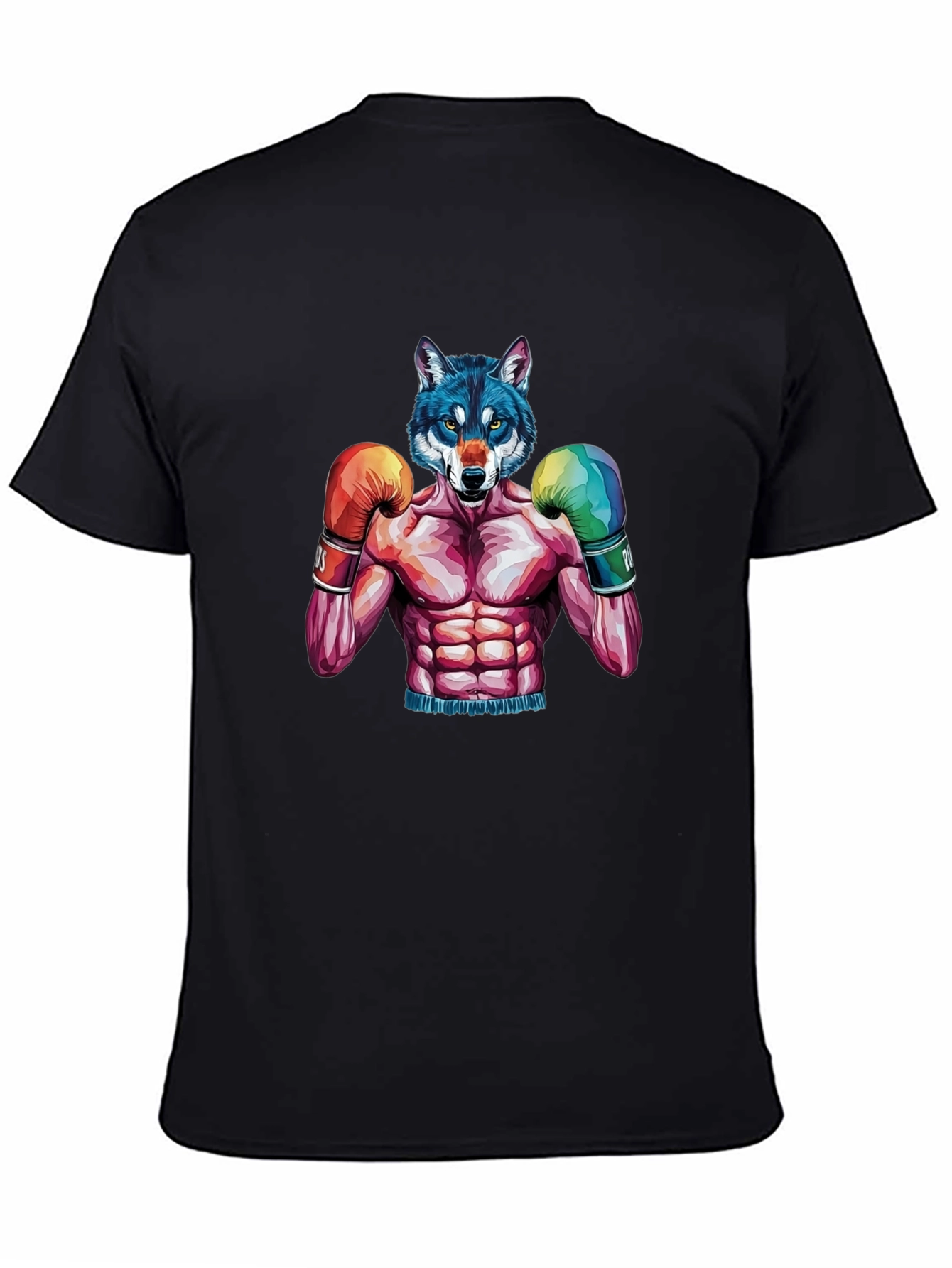 Wolf Boxer Graphic Tee - Mens Black T-Shirt
