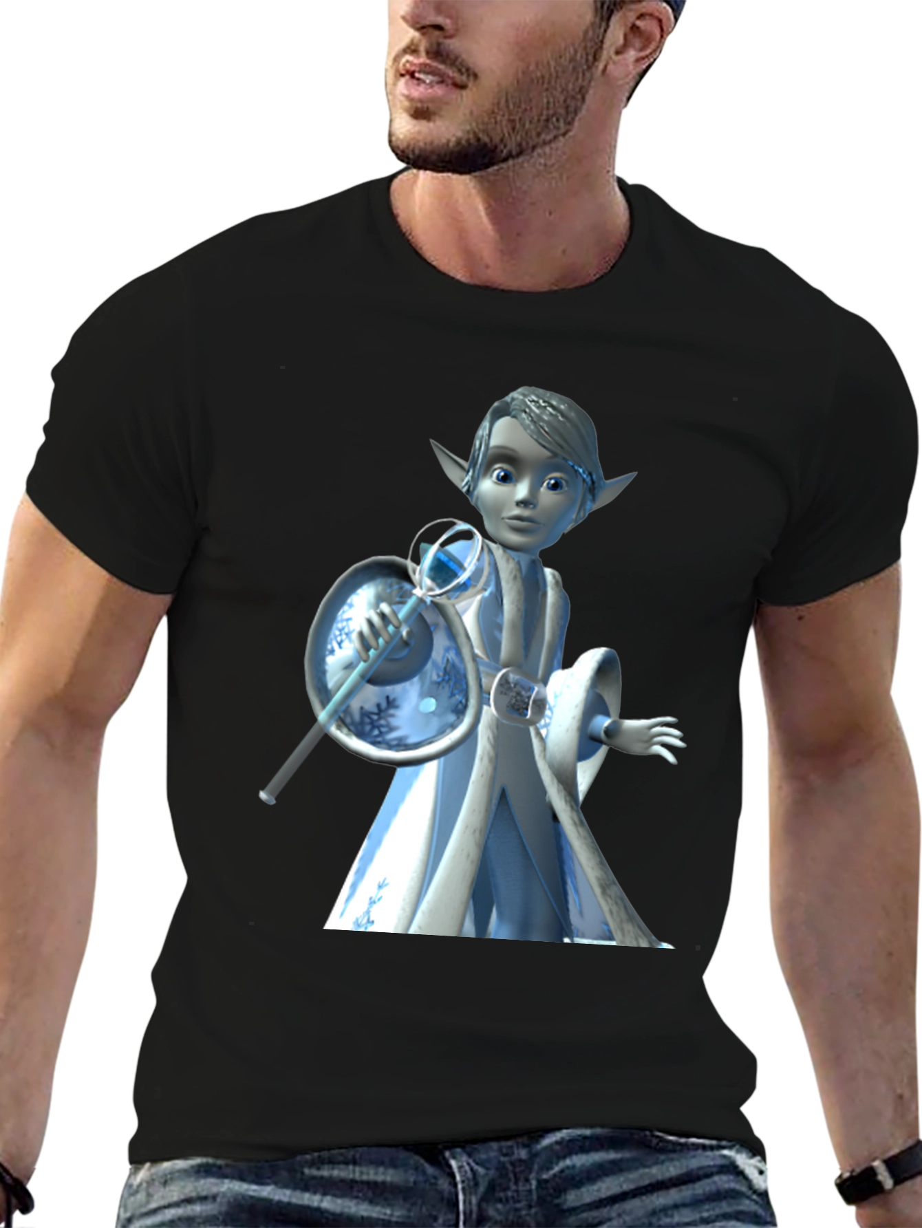 Cartoon Character Graphic Tee - Black T-Shirt