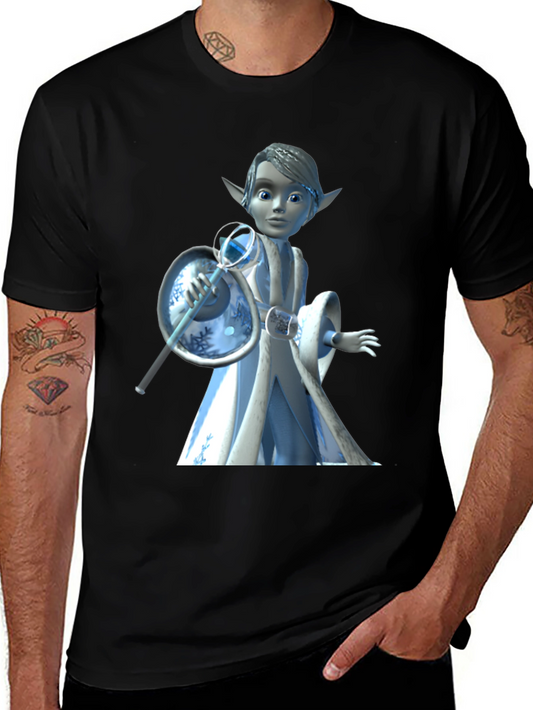 Cartoon Character Graphic Tee - Black T-Shirt