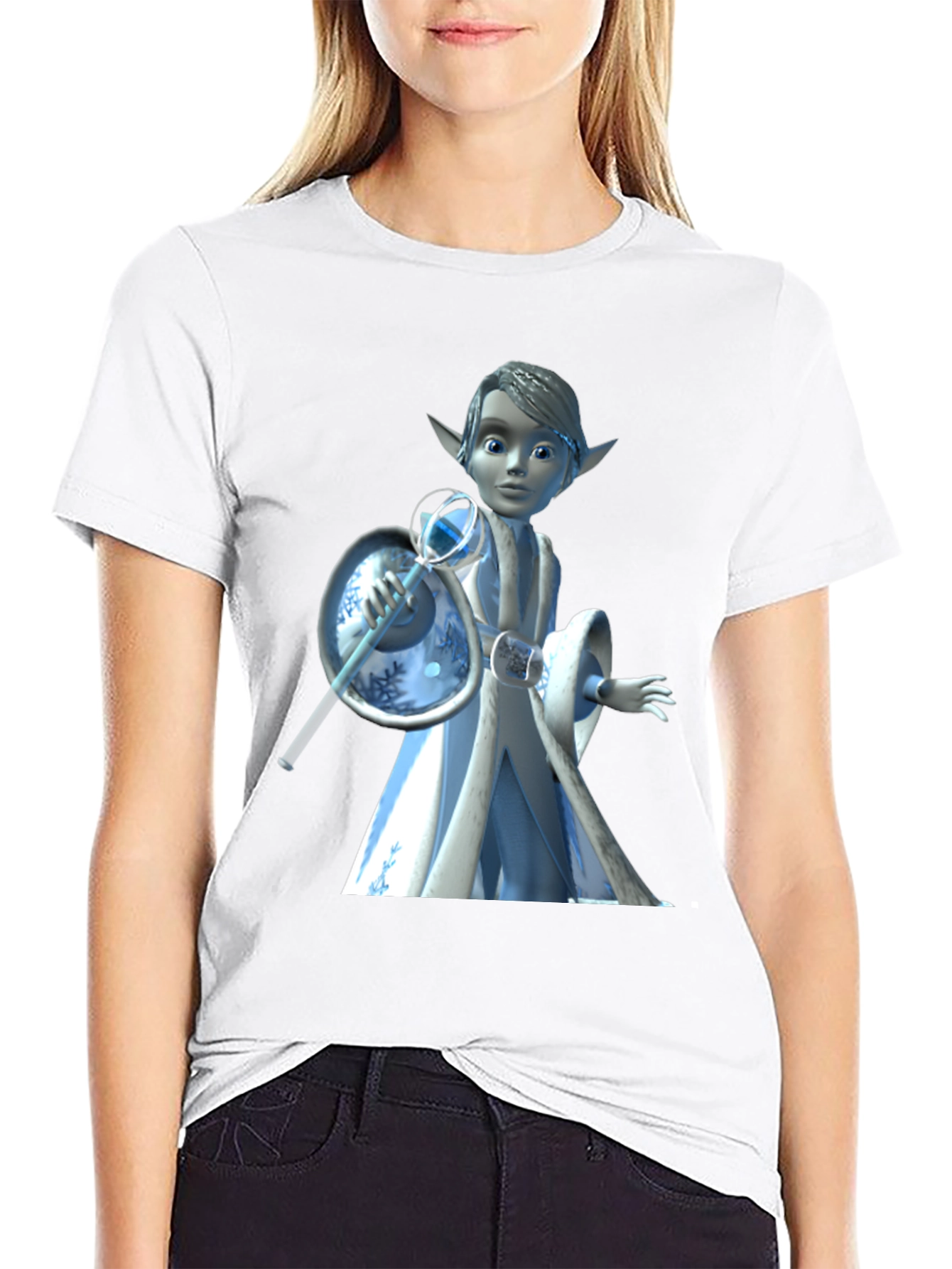 Cartoon Character Graphic Tee - Black T-Shirt