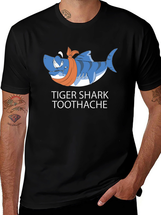 Tiger Shark Toothache Black T-Shirt