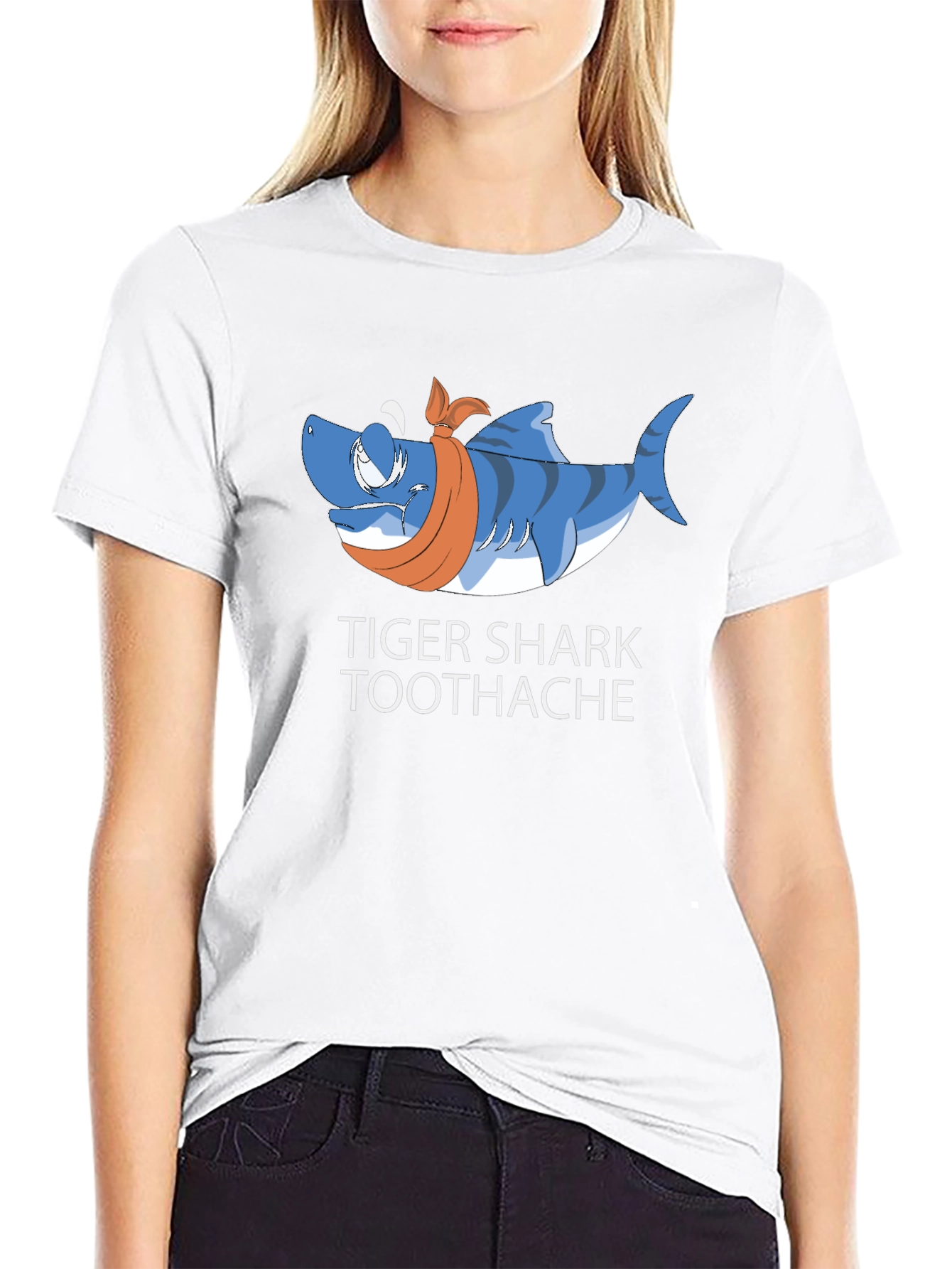 Tiger Shark Toothache Black T-Shirt