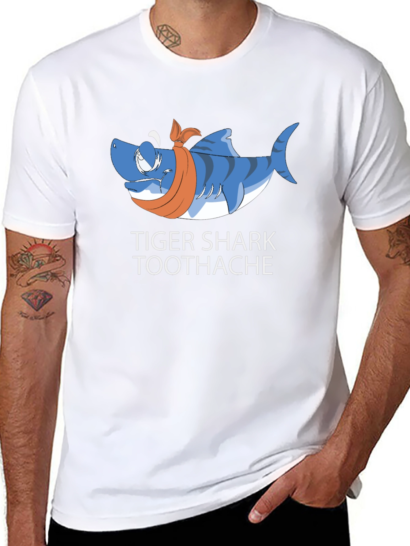 Tiger Shark Toothache Black T-Shirt