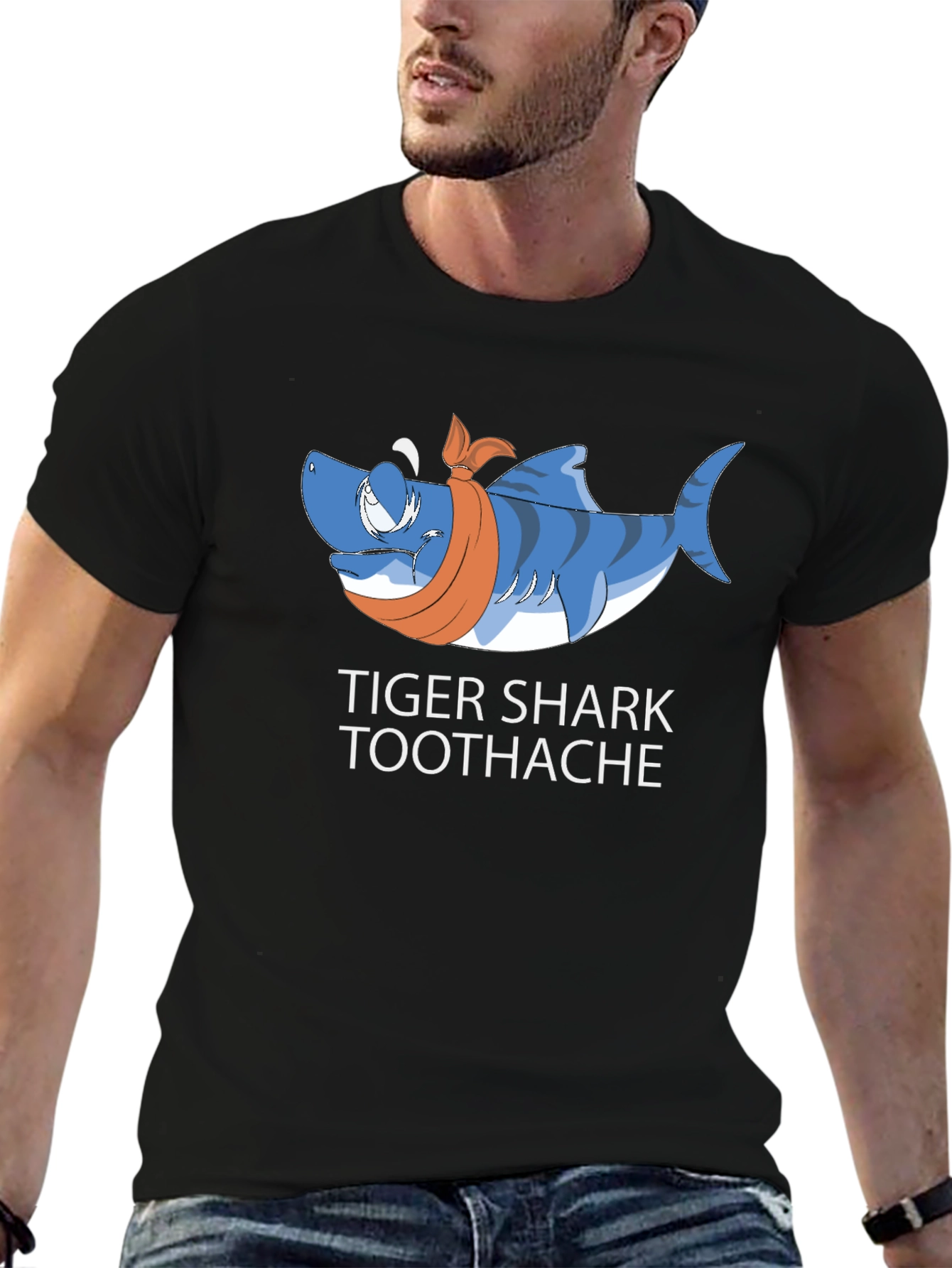 Tiger Shark Toothache Black T-Shirt