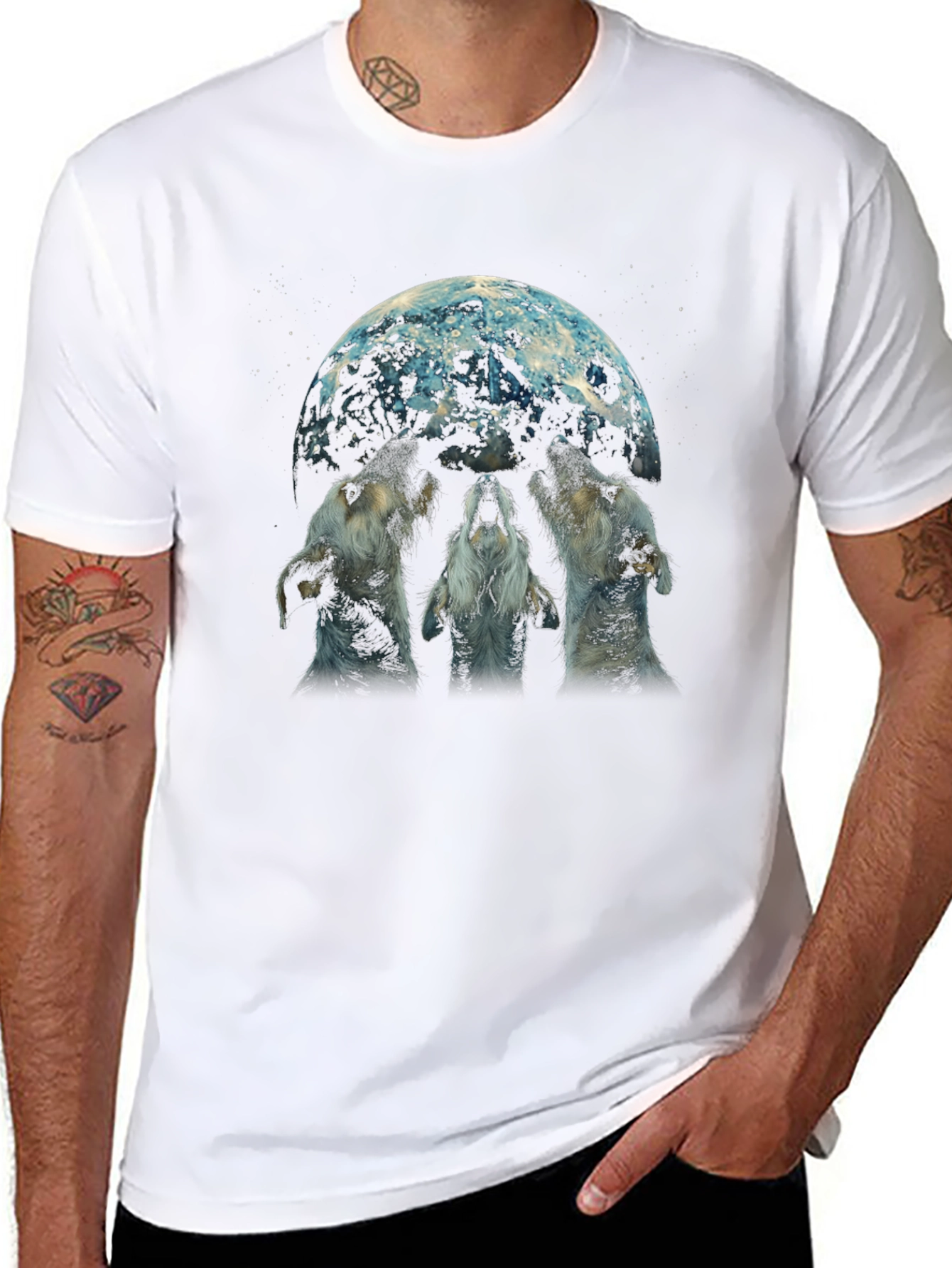 Wolf Moon Graphic Tee - Black Cotton Blend