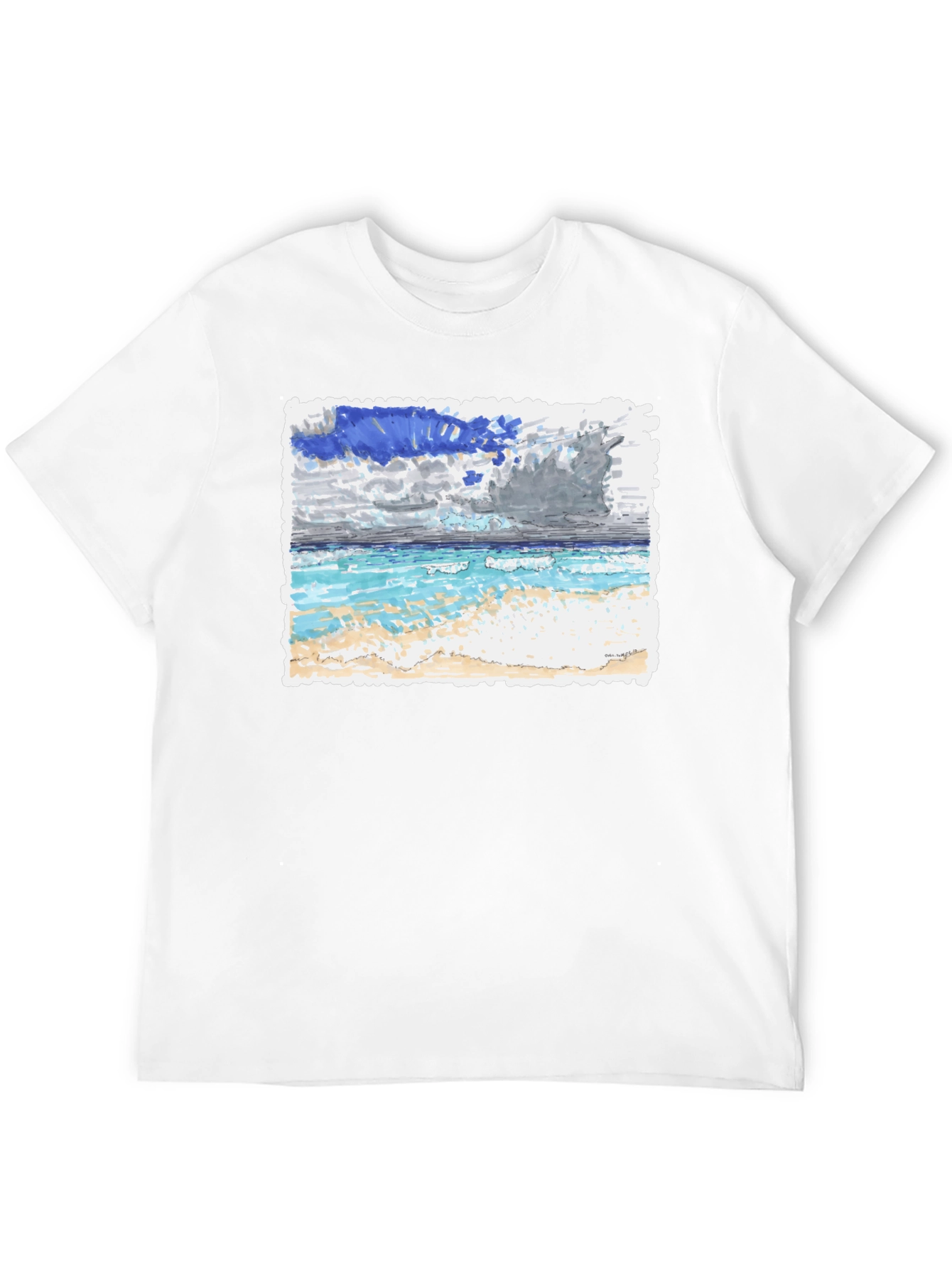 Beach Scene Graphic Tee - Black
