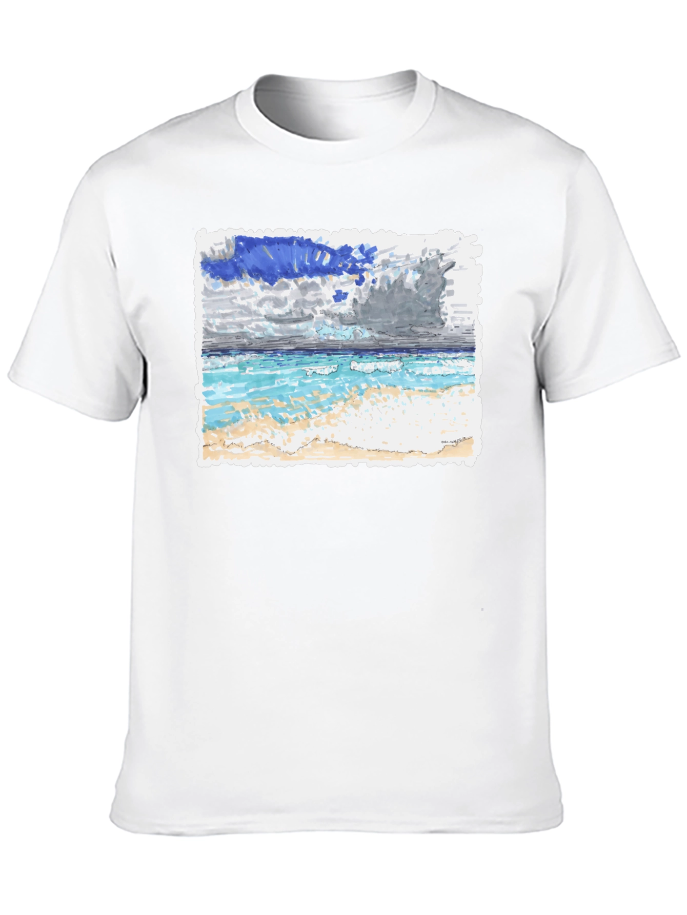 Beach Scene Graphic Tee - Black