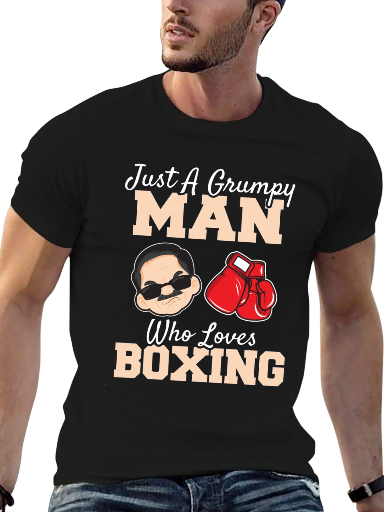 Grumpy Man Boxing Lover Graphic T-Shirt