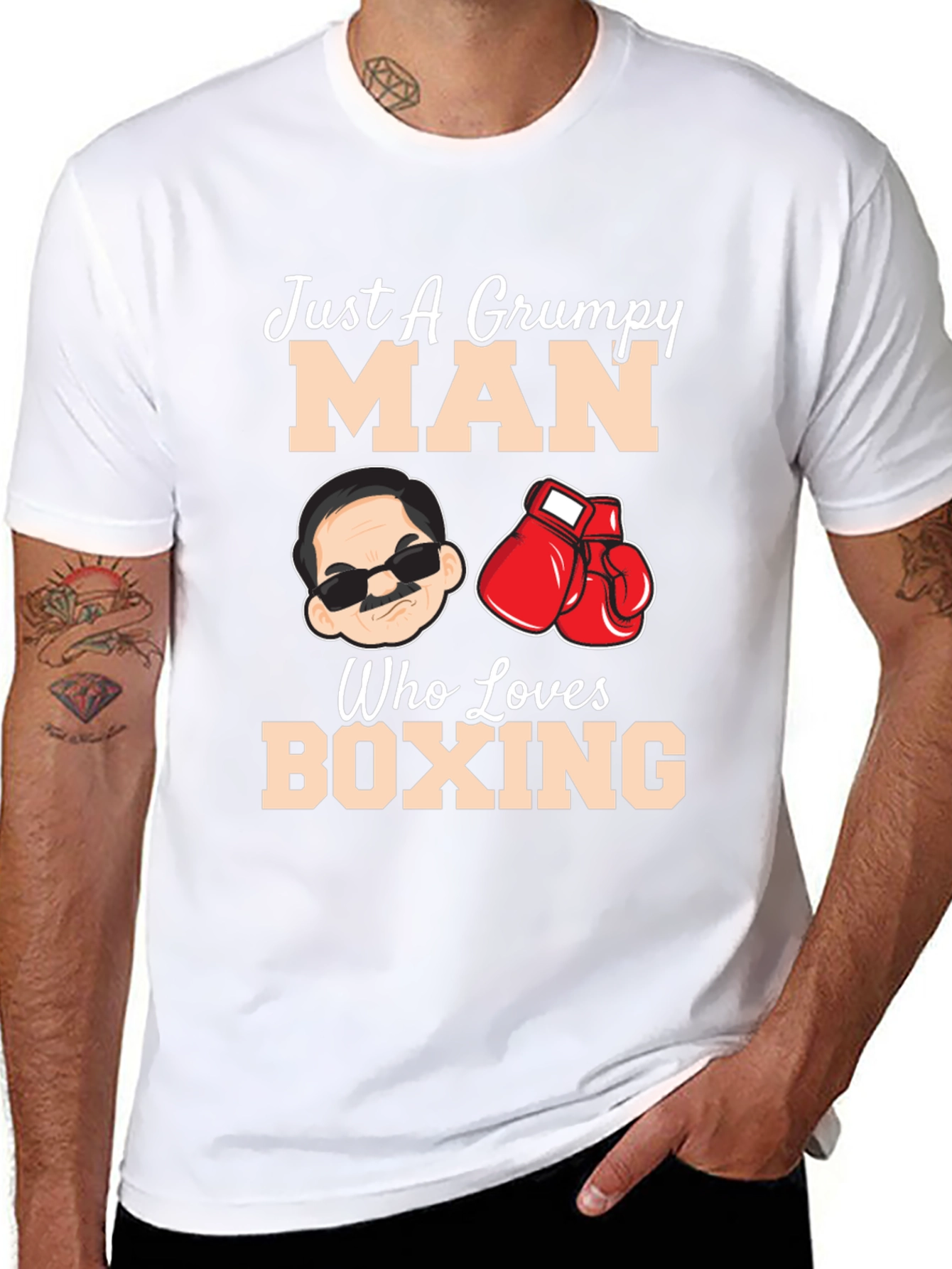 Grumpy Man Boxing Lover Graphic T-Shirt
