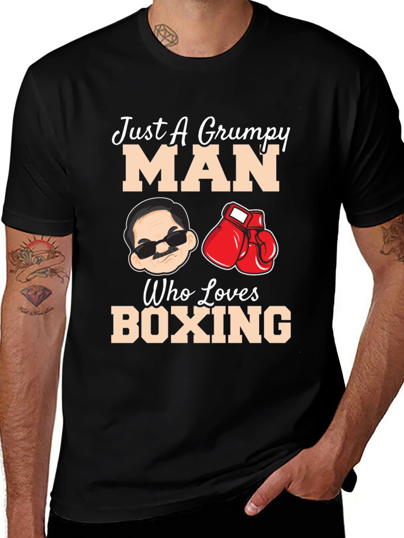 Grumpy Man Boxing Lover Graphic T-Shirt