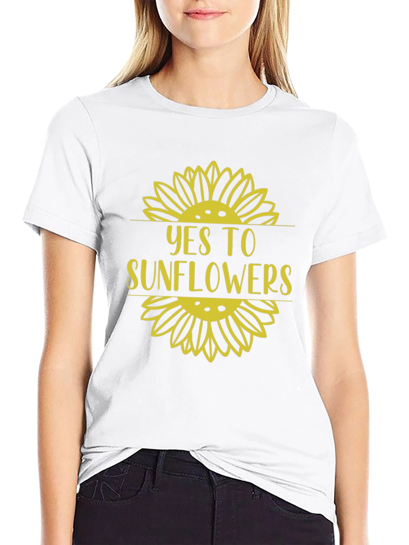 Yes to Sunflowers Graphic Tee - Black Cotton T-Shirt