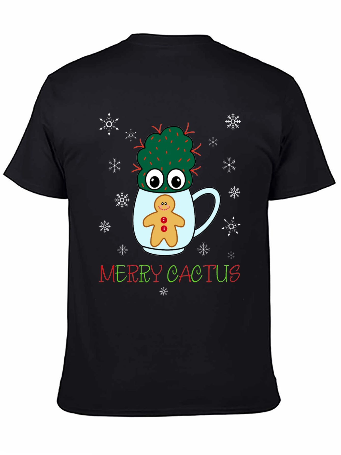 Merry Cactus Christmas Graphic T-Shirt