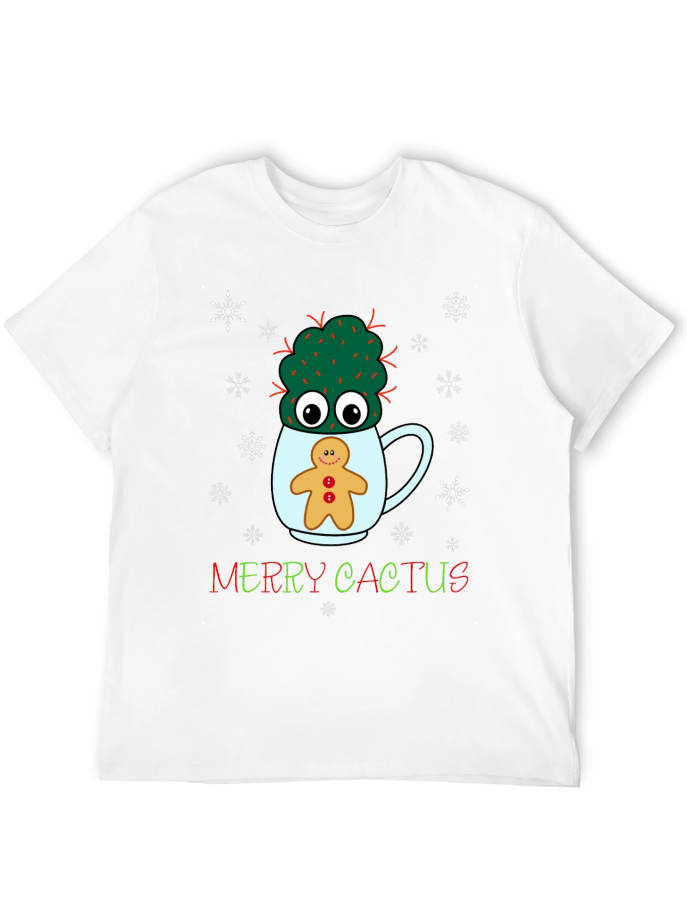 Merry Cactus Christmas Graphic T-Shirt