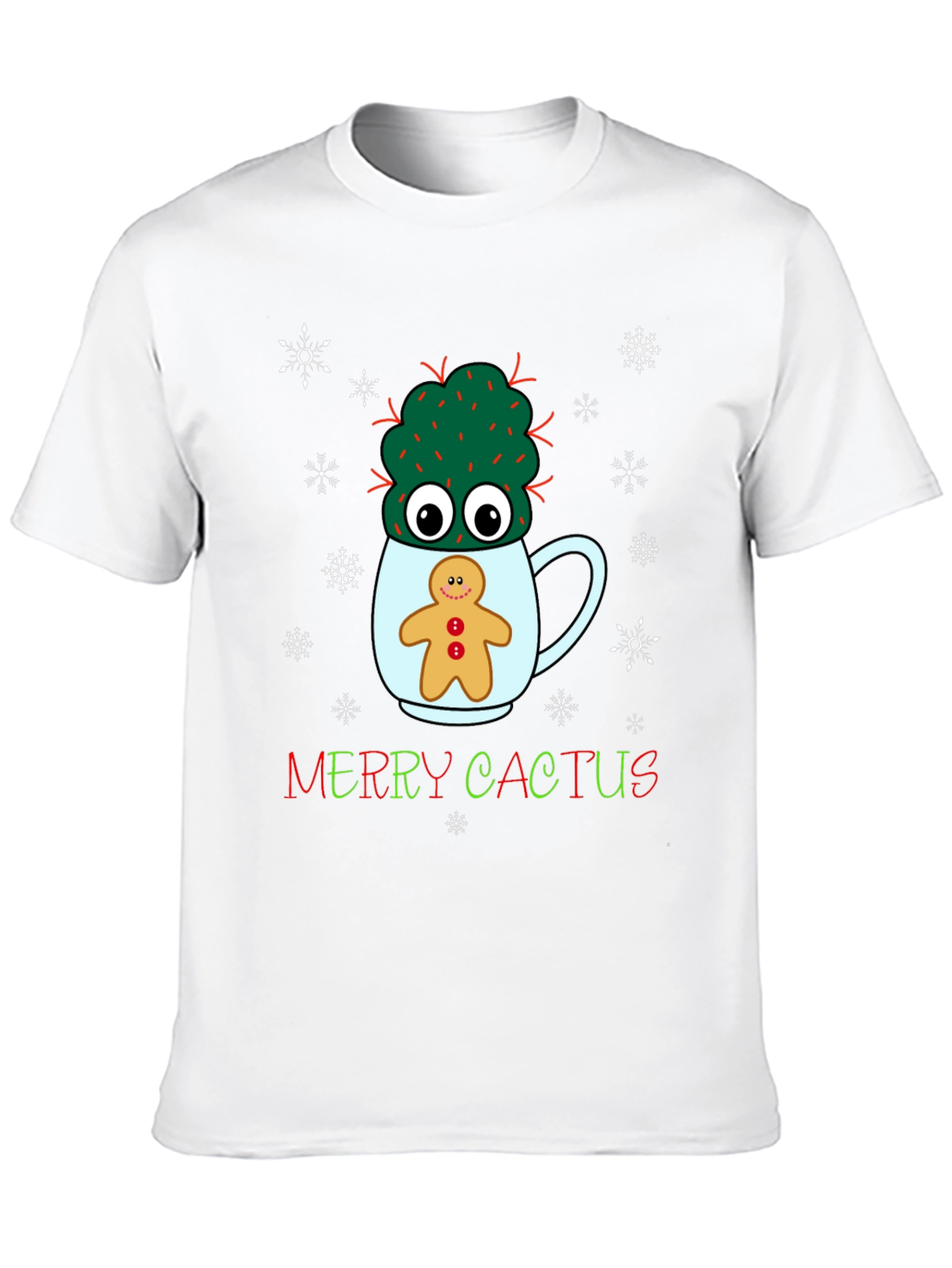 Merry Cactus Christmas Graphic T-Shirt