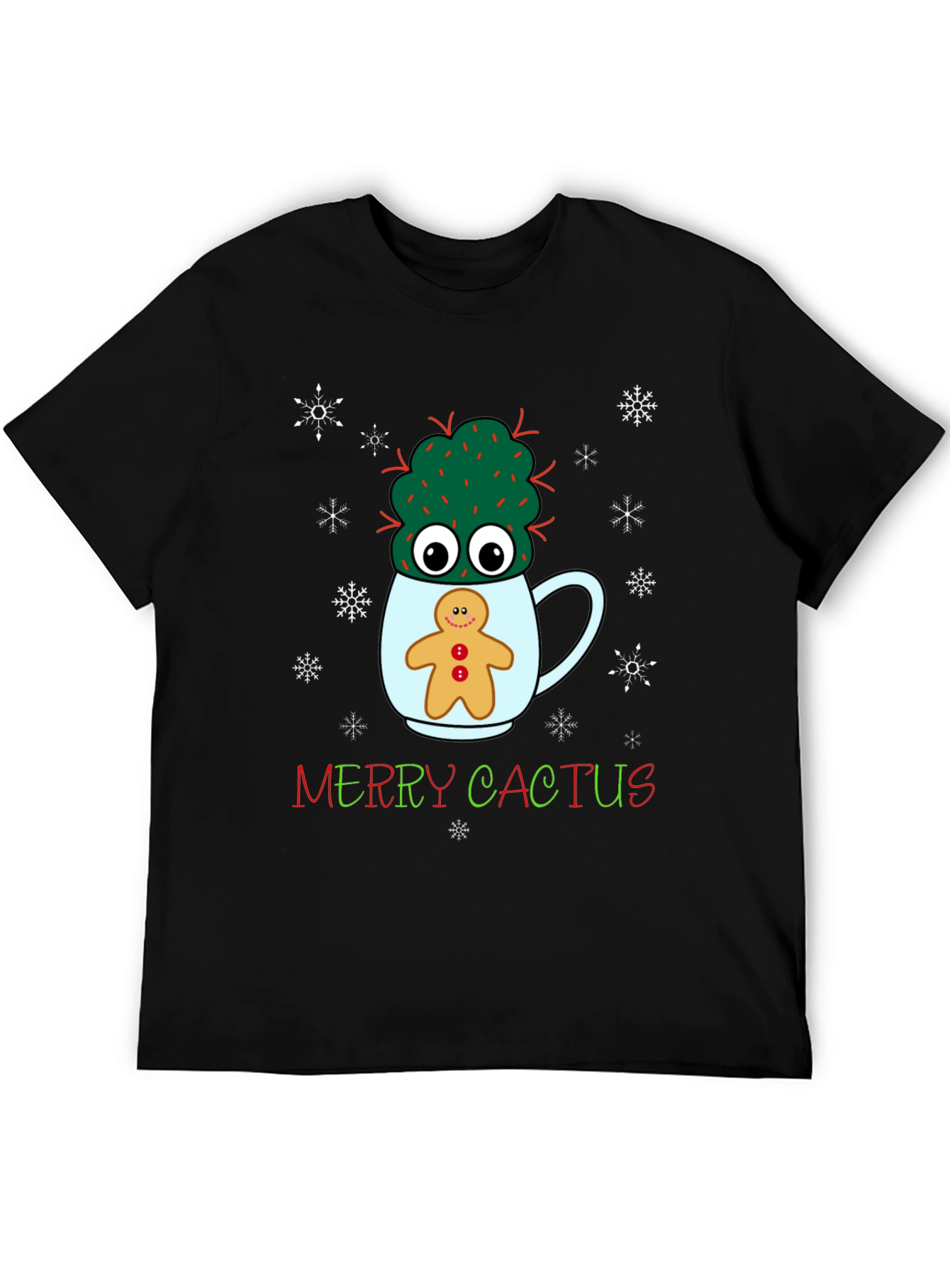 Merry Cactus Christmas Graphic T-Shirt