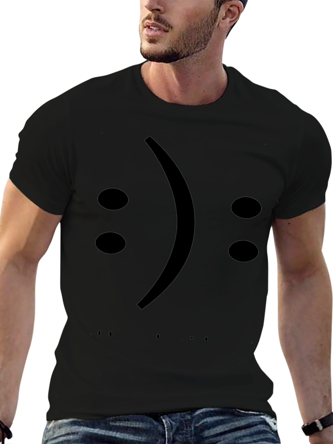 Sad Smile T-Shirt - Black Graphic Tee