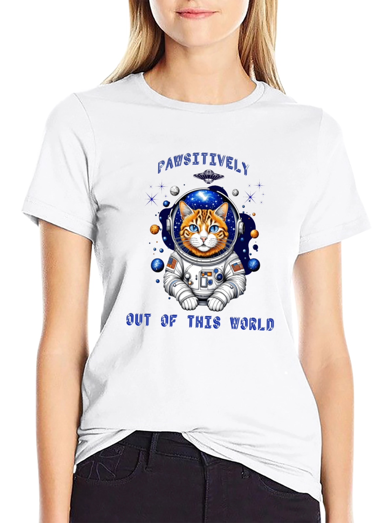 Pawsitively Out of This World Cat Astronaut T-Shirt