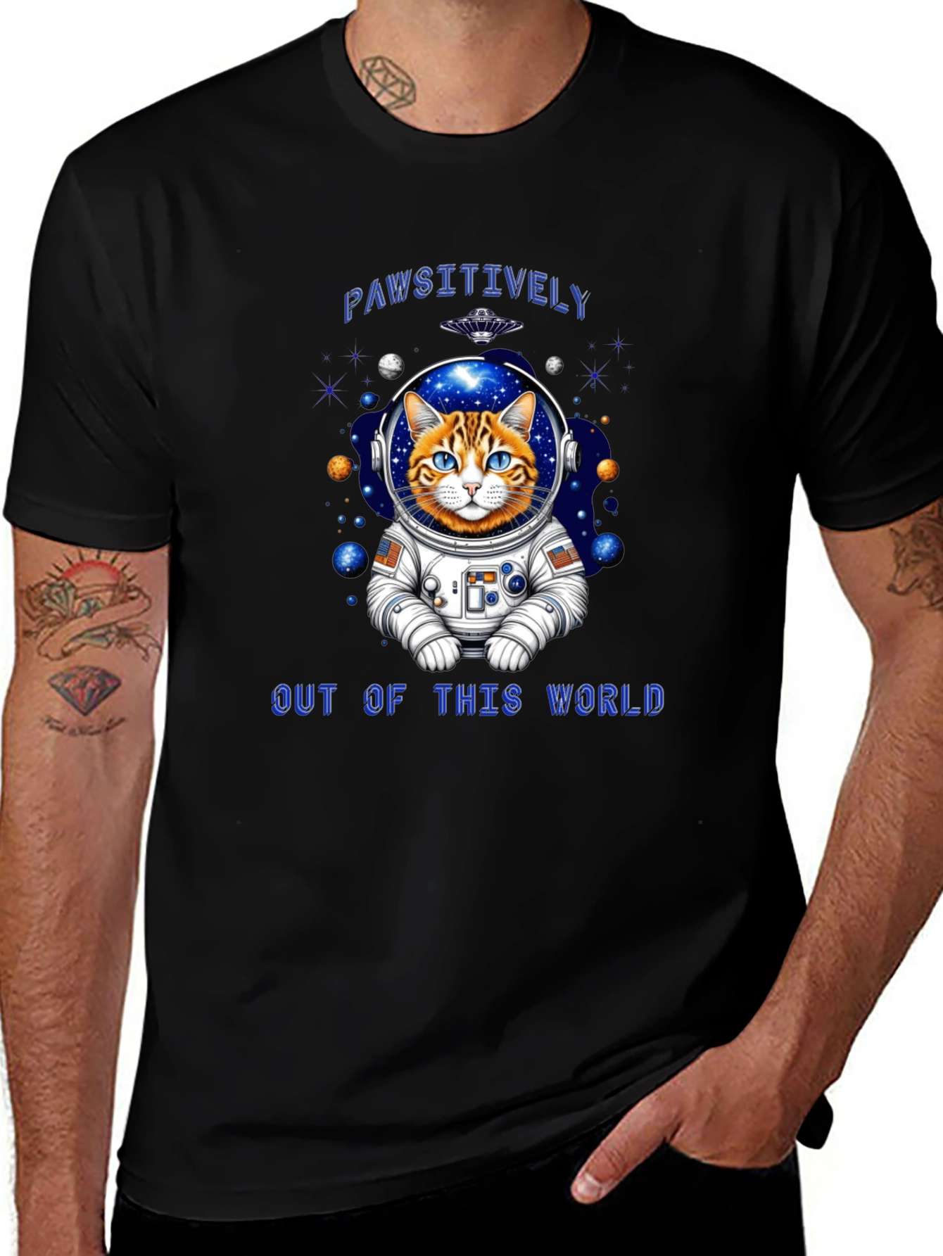 Pawsitively Out of This World Cat Astronaut T-Shirt