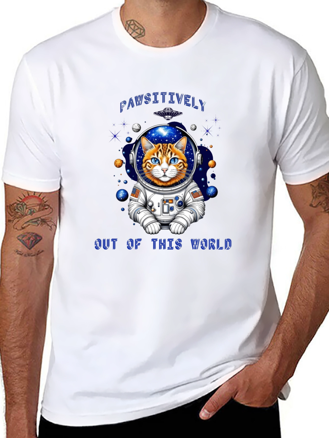 Pawsitively Out of This World Cat Astronaut T-Shirt