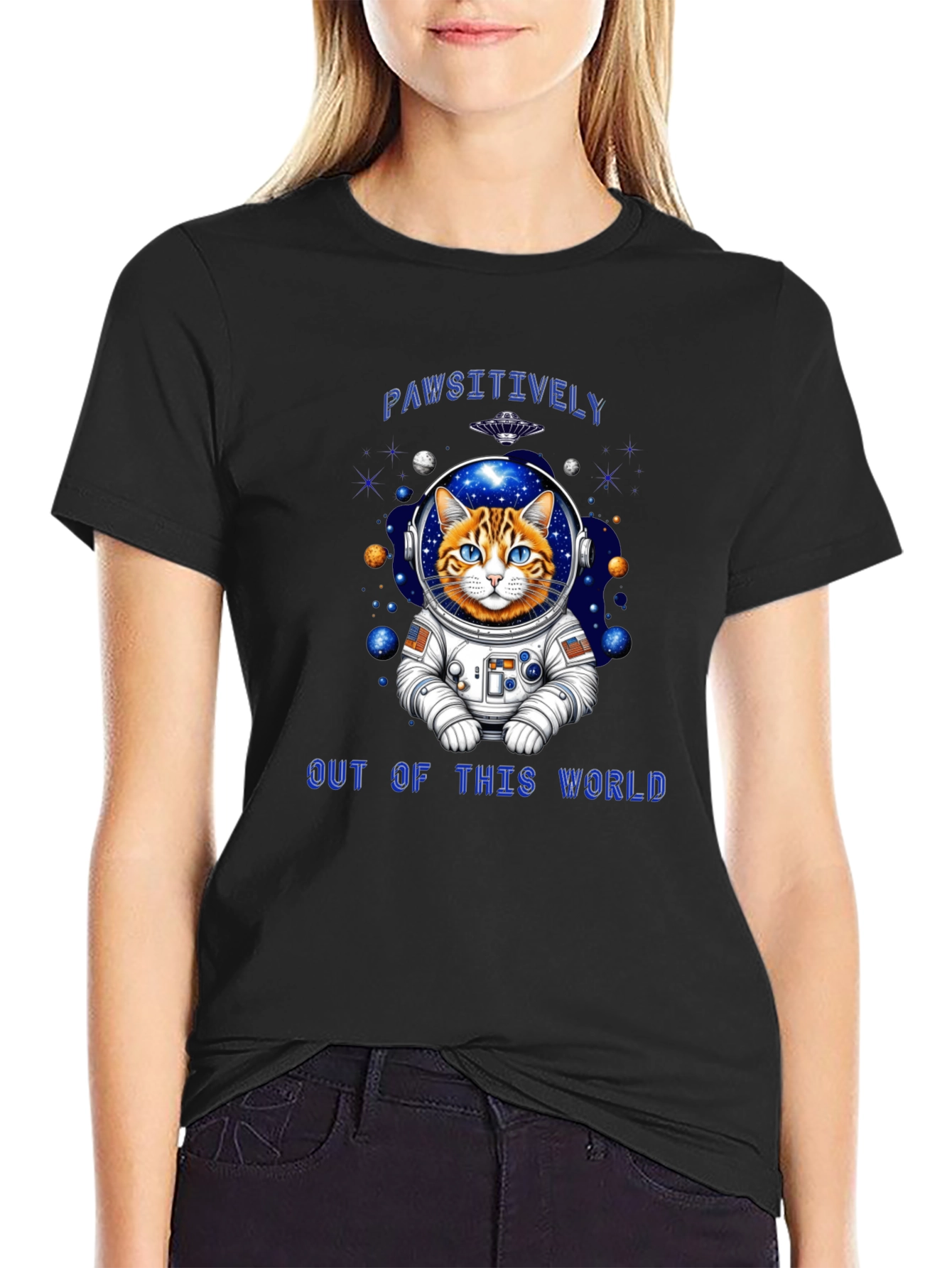 Pawsitively Out of This World Cat Astronaut T-Shirt