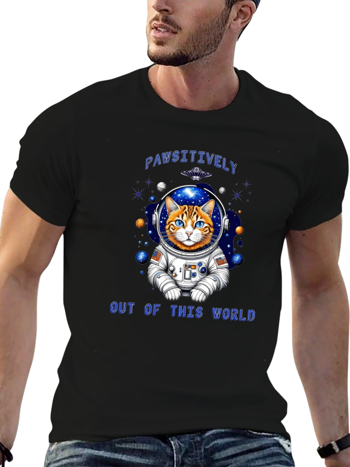 Pawsitively Out of This World Cat Astronaut T-Shirt
