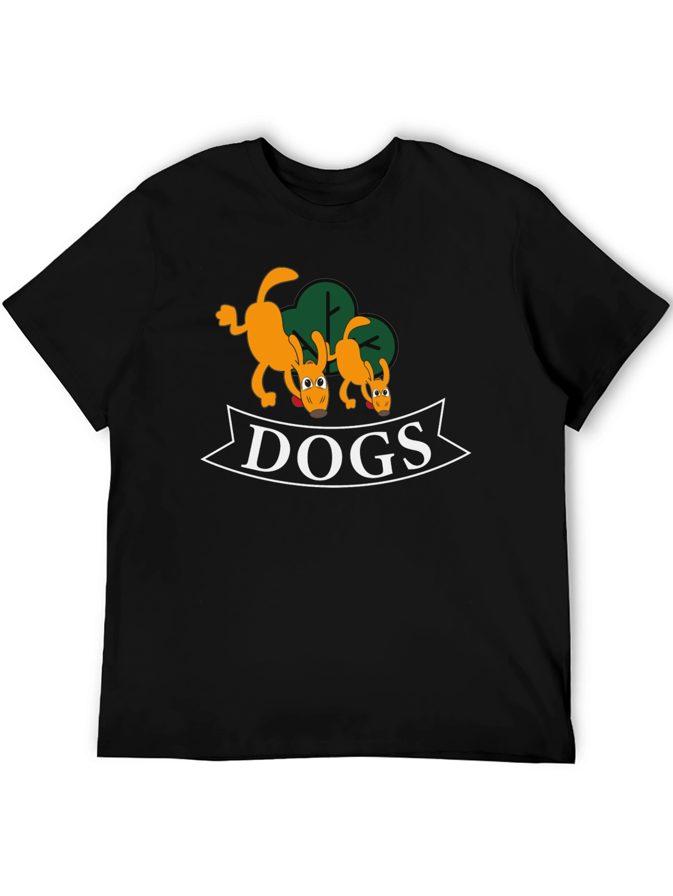 Cartoon Dog Graphic Black T-Shirt