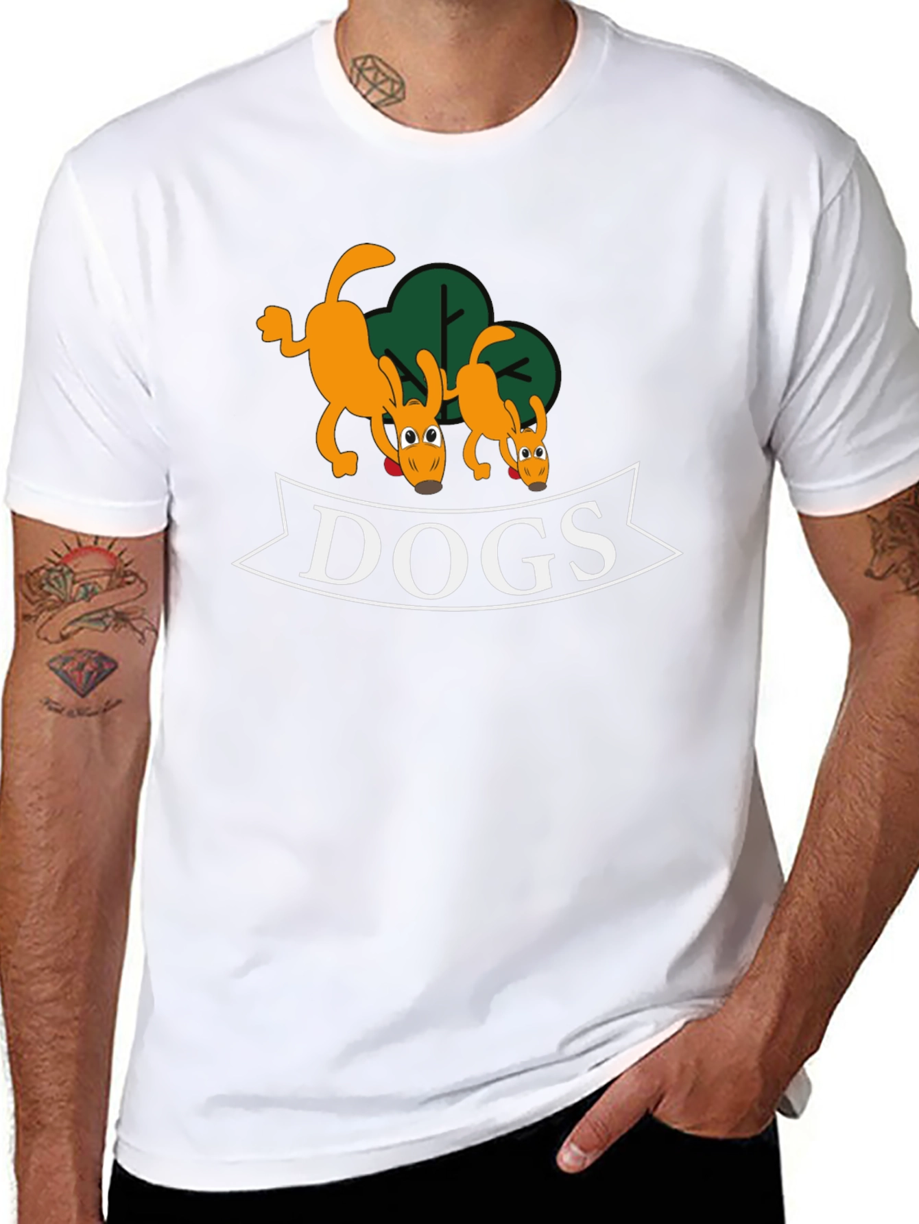 Cartoon Dog Graphic Black T-Shirt