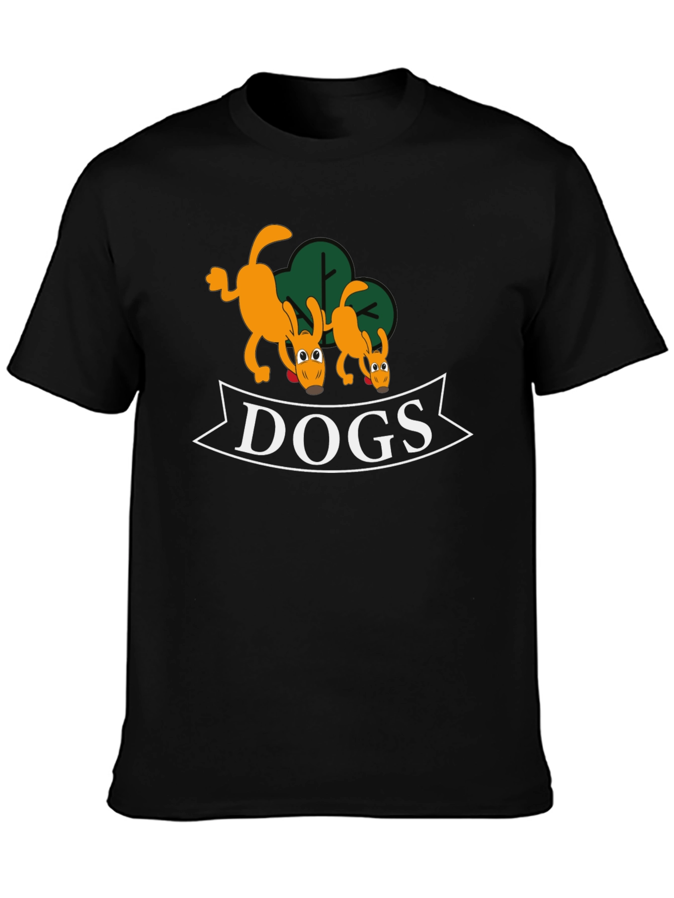Cartoon Dog Graphic Black T-Shirt