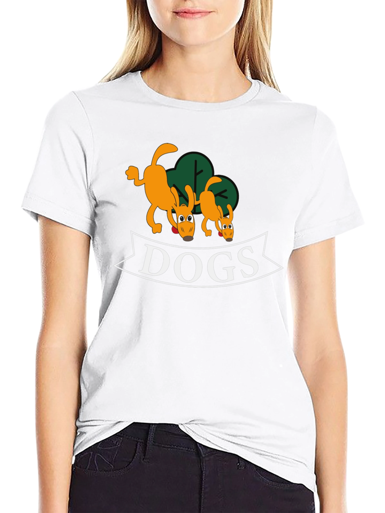 Cartoon Dog Graphic Black T-Shirt