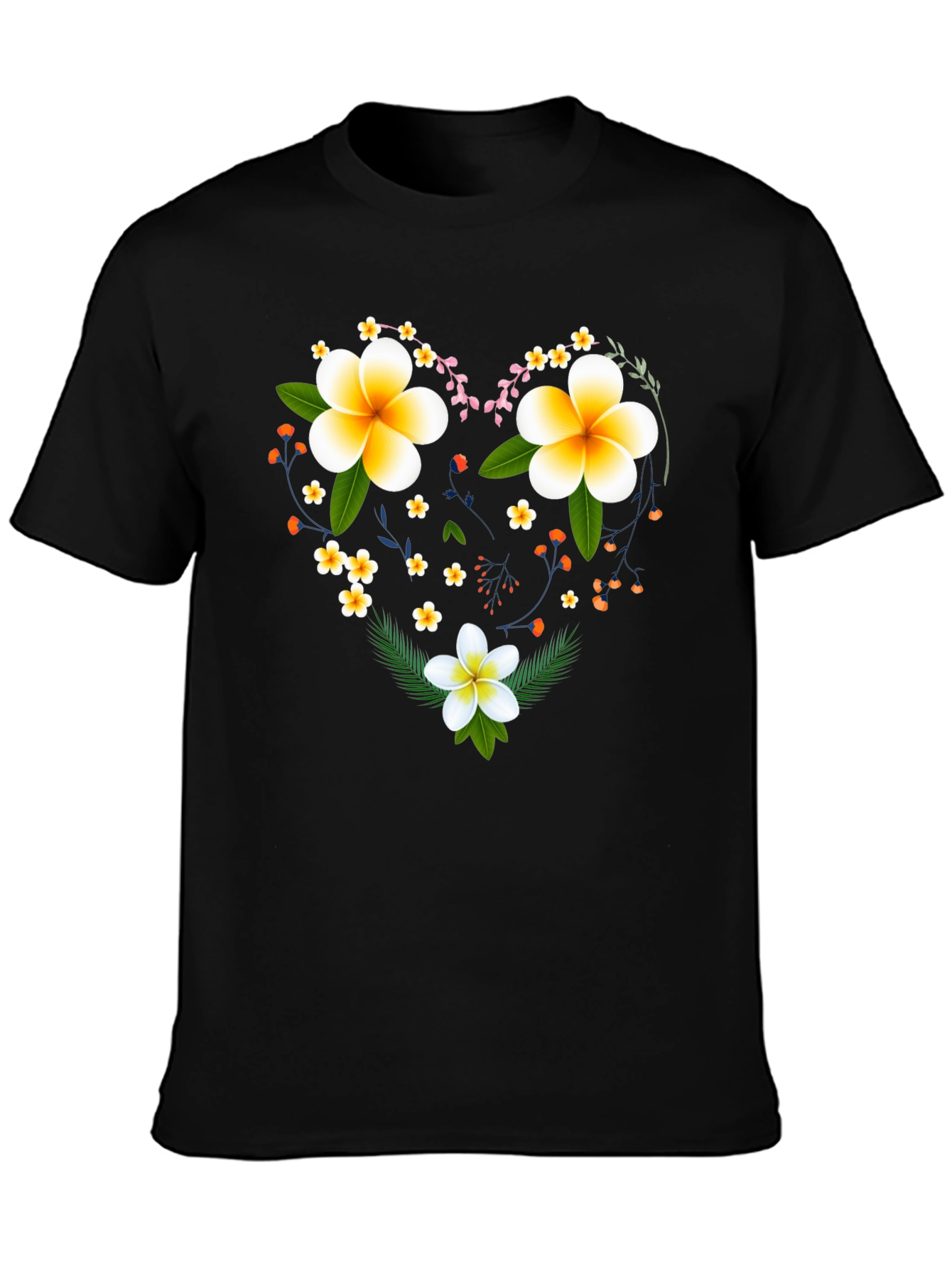 Floral Heart Graphic Tee - Black