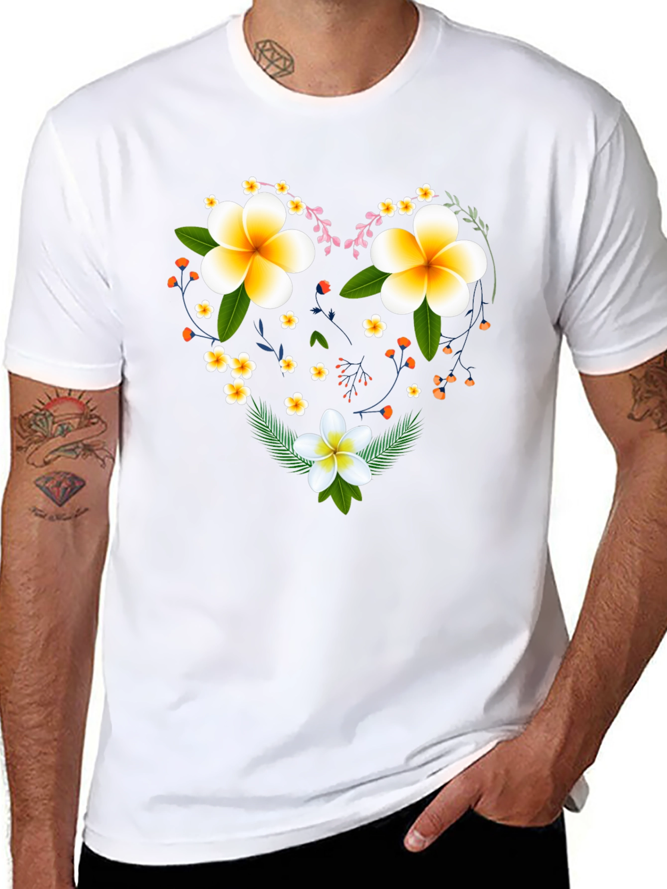 Floral Heart Graphic Tee - Black