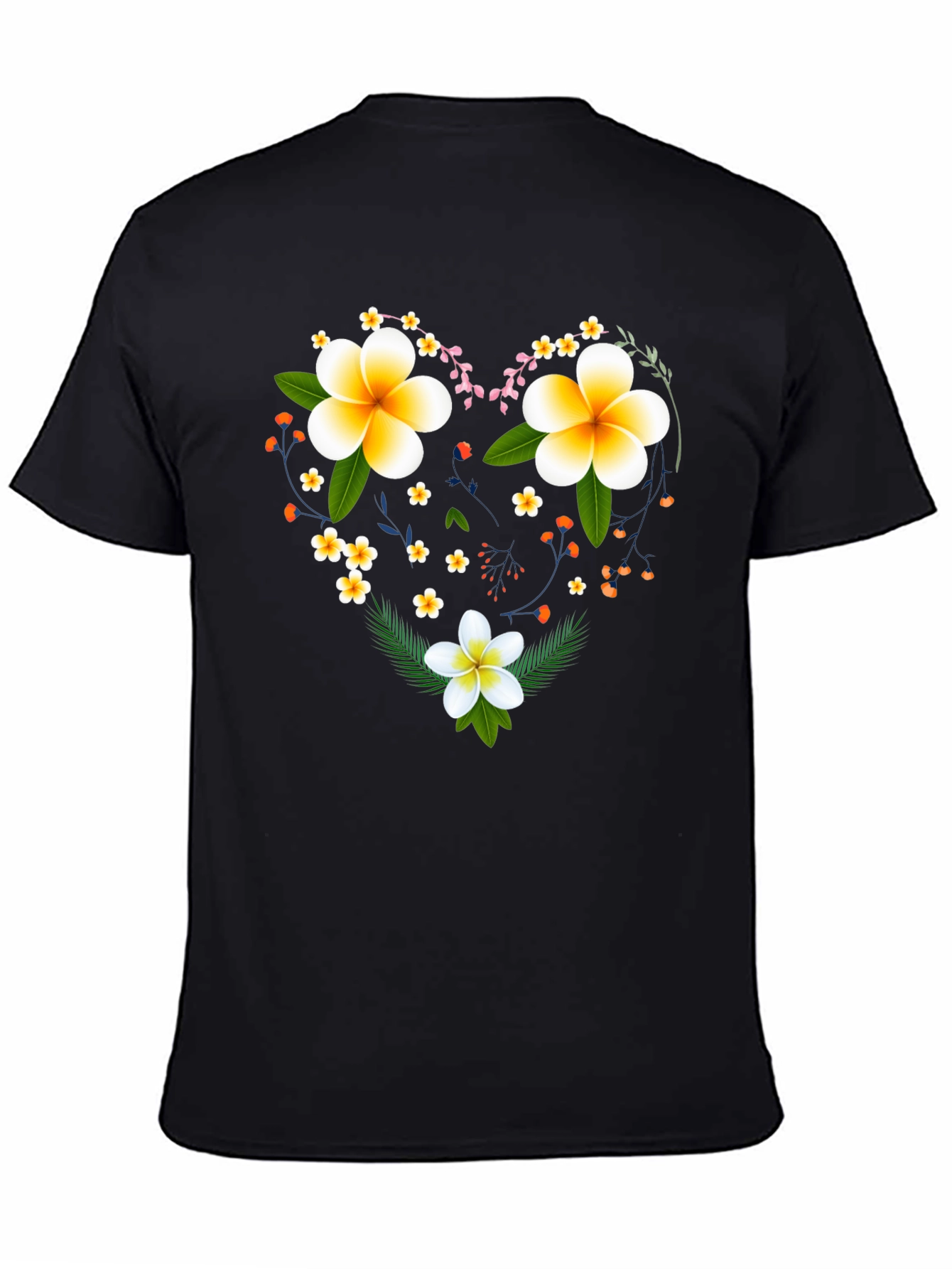 Floral Heart Graphic Tee - Black