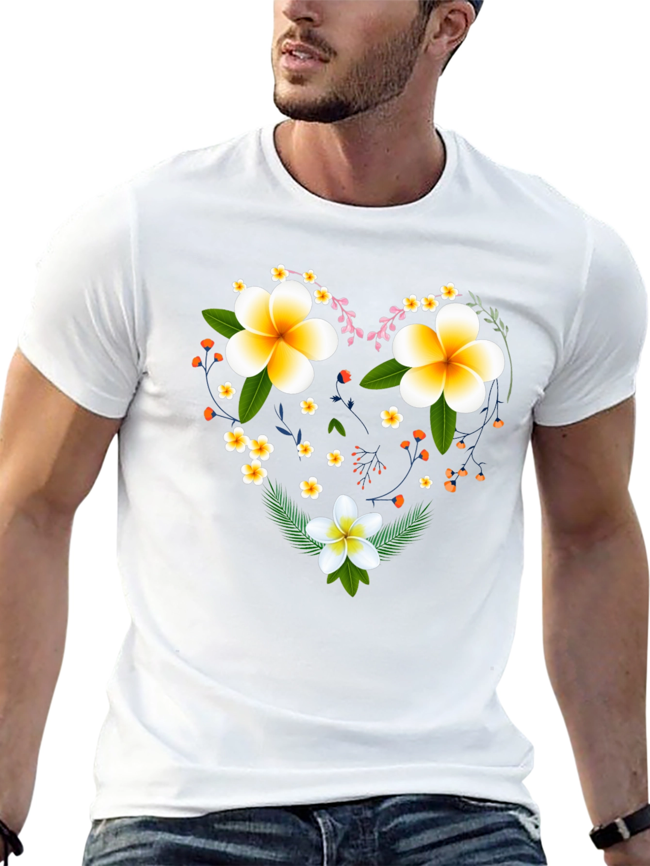 Floral Heart Graphic Tee - Black