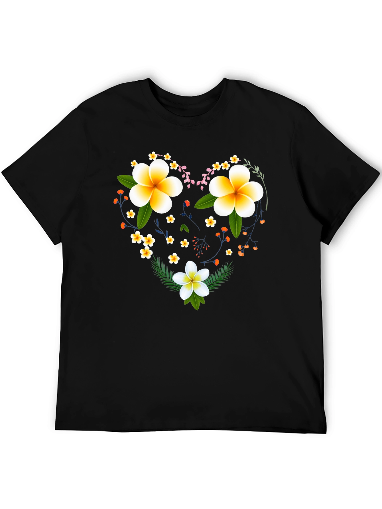 Floral Heart Graphic Tee - Black