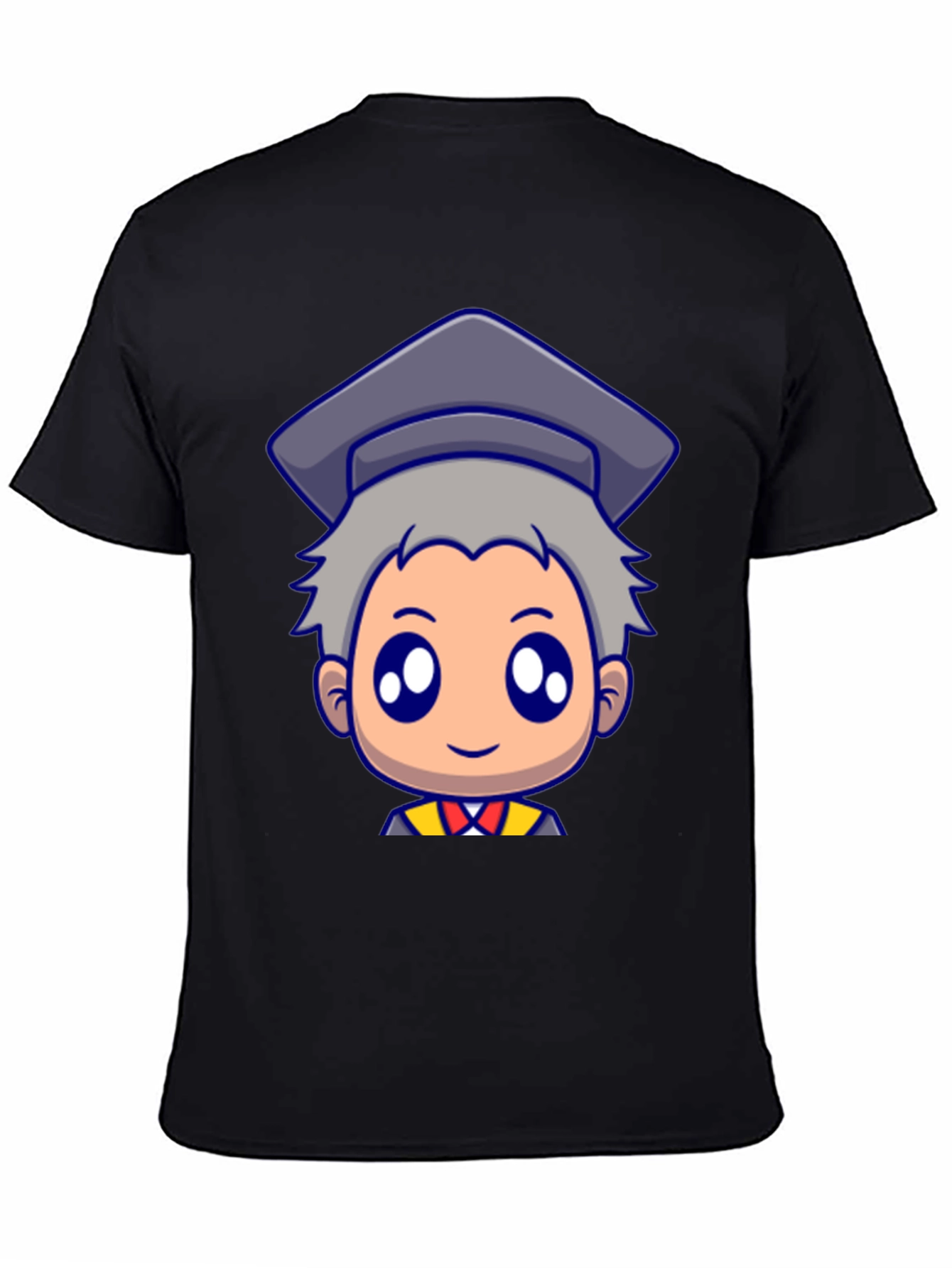 Graduation Cartoon Graphic Black T-Shirt