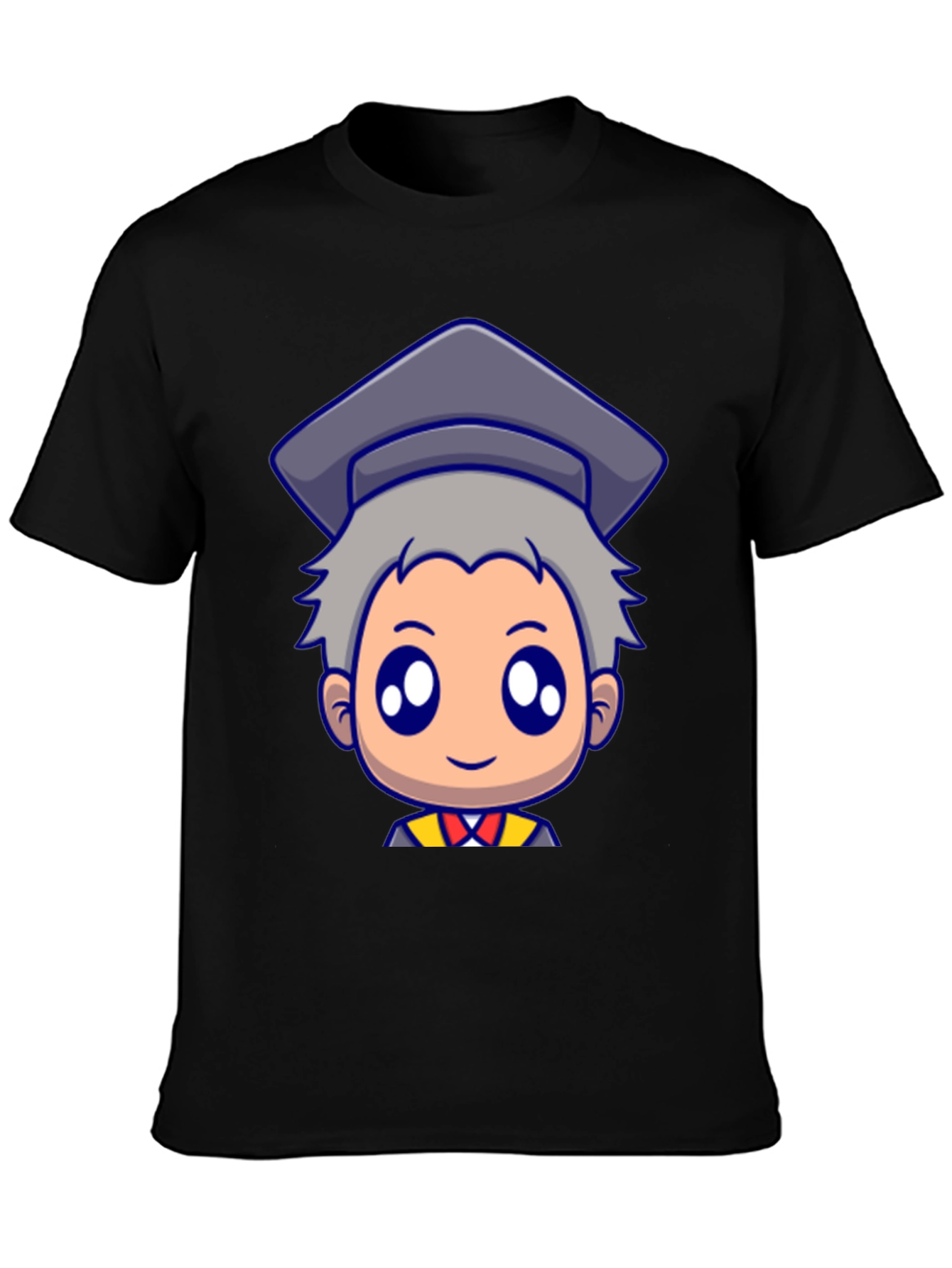 Graduation Cartoon Graphic Black T-Shirt