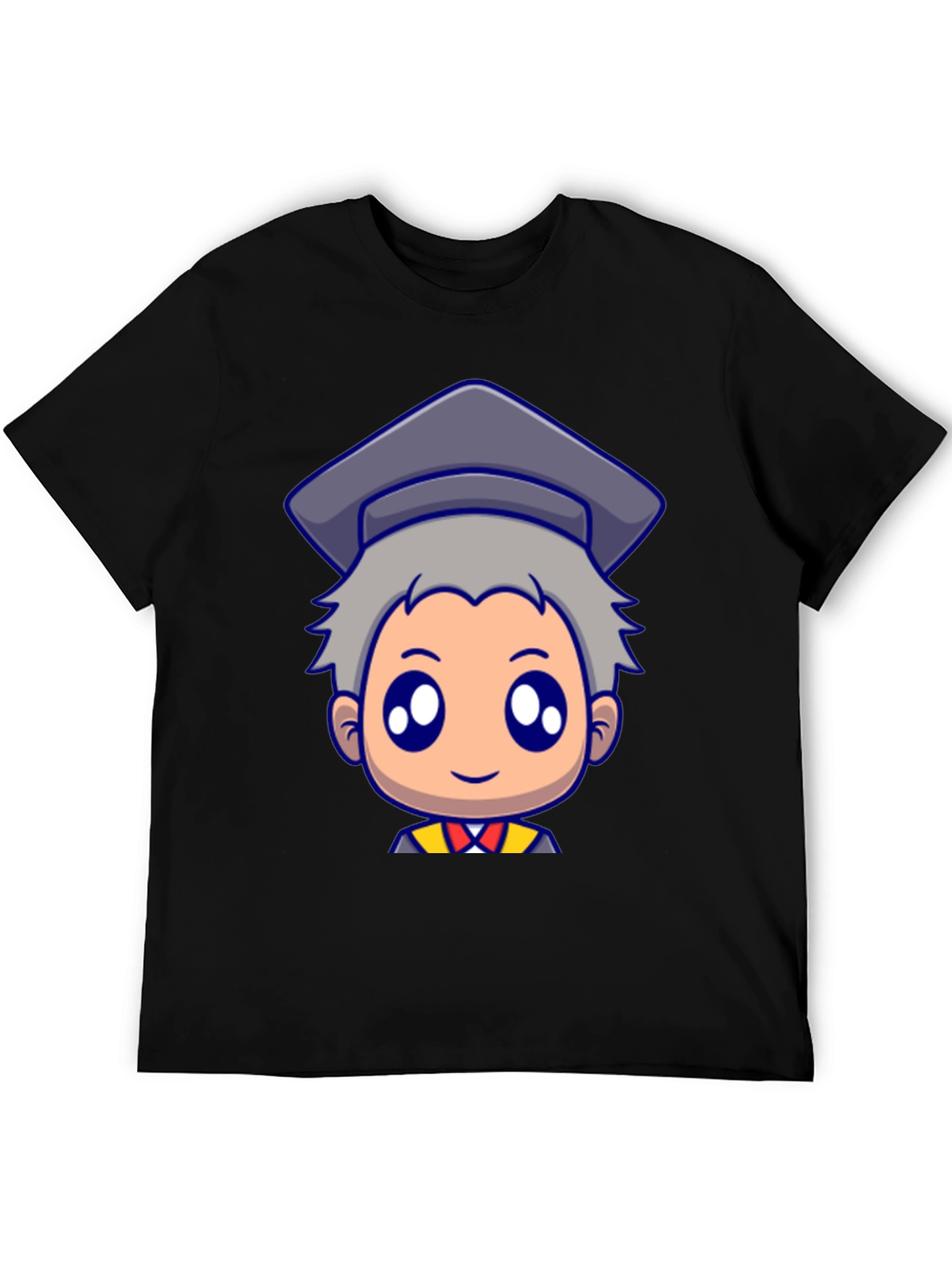 Graduation Cartoon Graphic Black T-Shirt