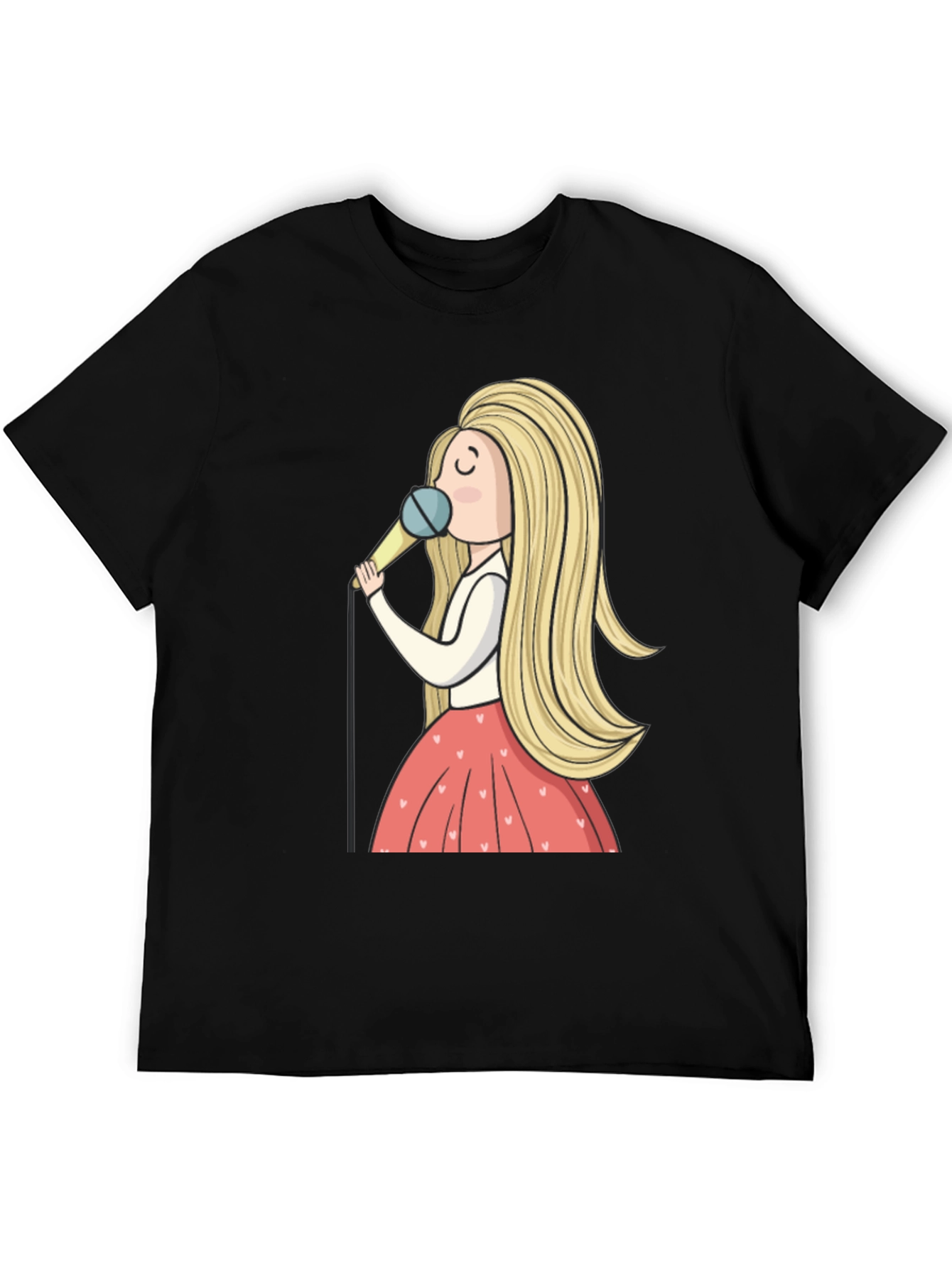 Singing Girl Graphic Tee - Black Unisex T-Shirt
