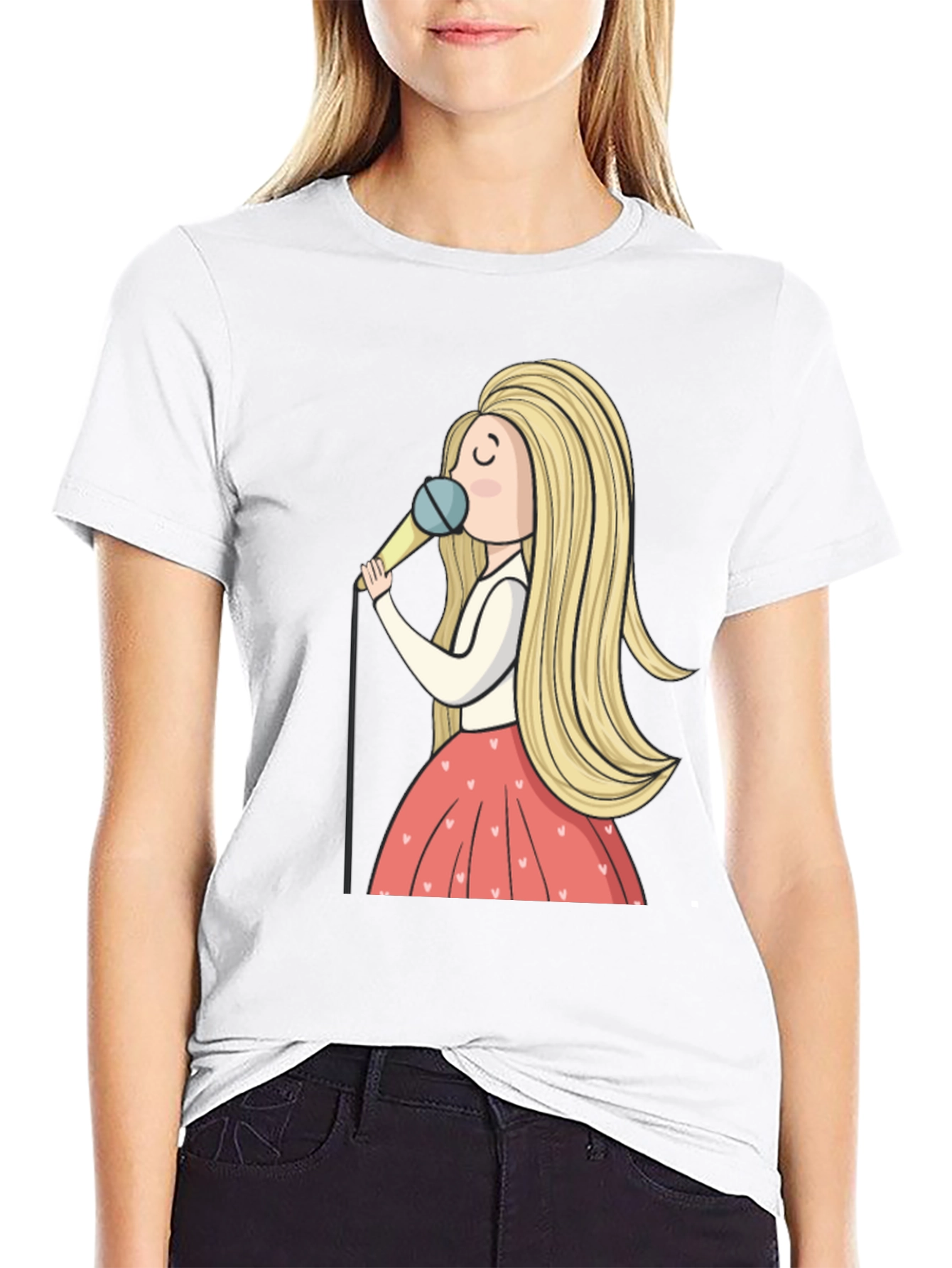 Singing Girl Graphic Tee - Black Unisex T-Shirt