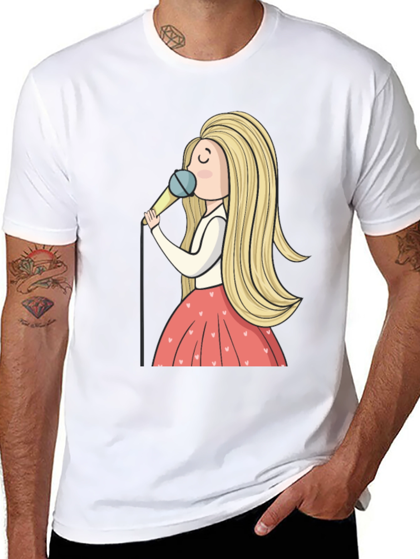 Singing Girl Graphic Tee - Black Unisex T-Shirt