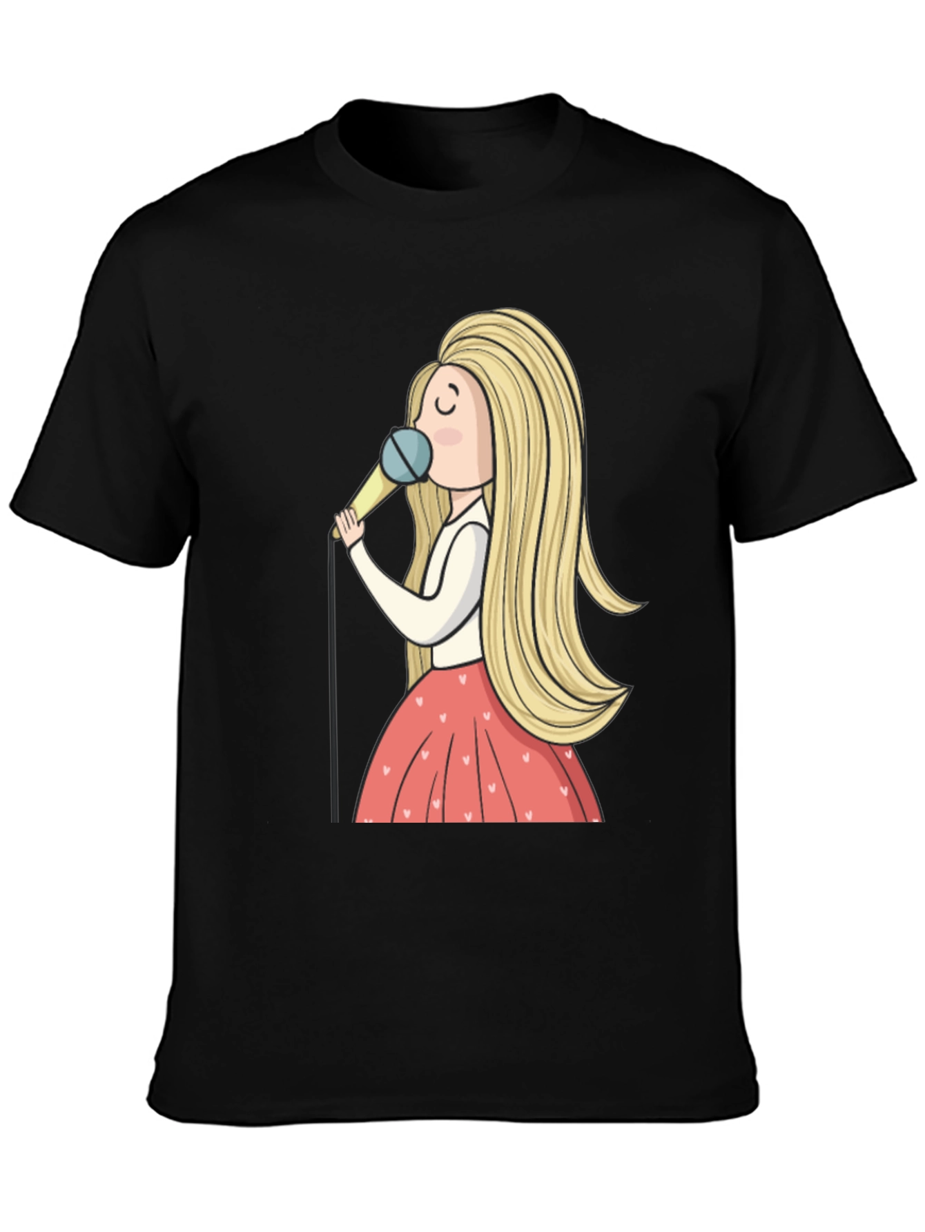 Singing Girl Graphic Tee - Black Unisex T-Shirt