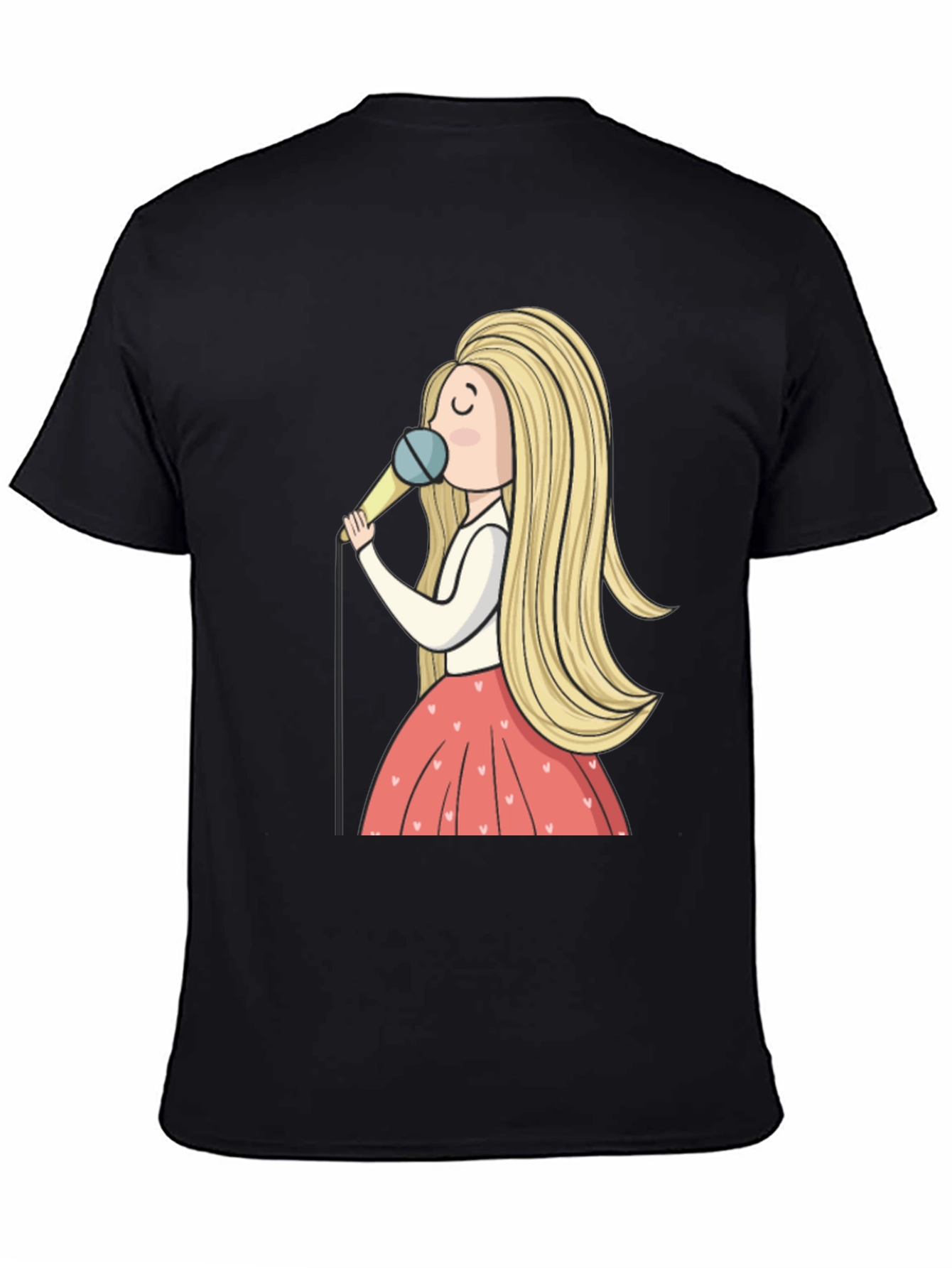 Singing Girl Graphic Tee - Black Unisex T-Shirt