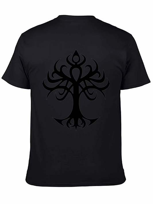 Tribal Tree Graphic Black T-Shirt - Unique Design