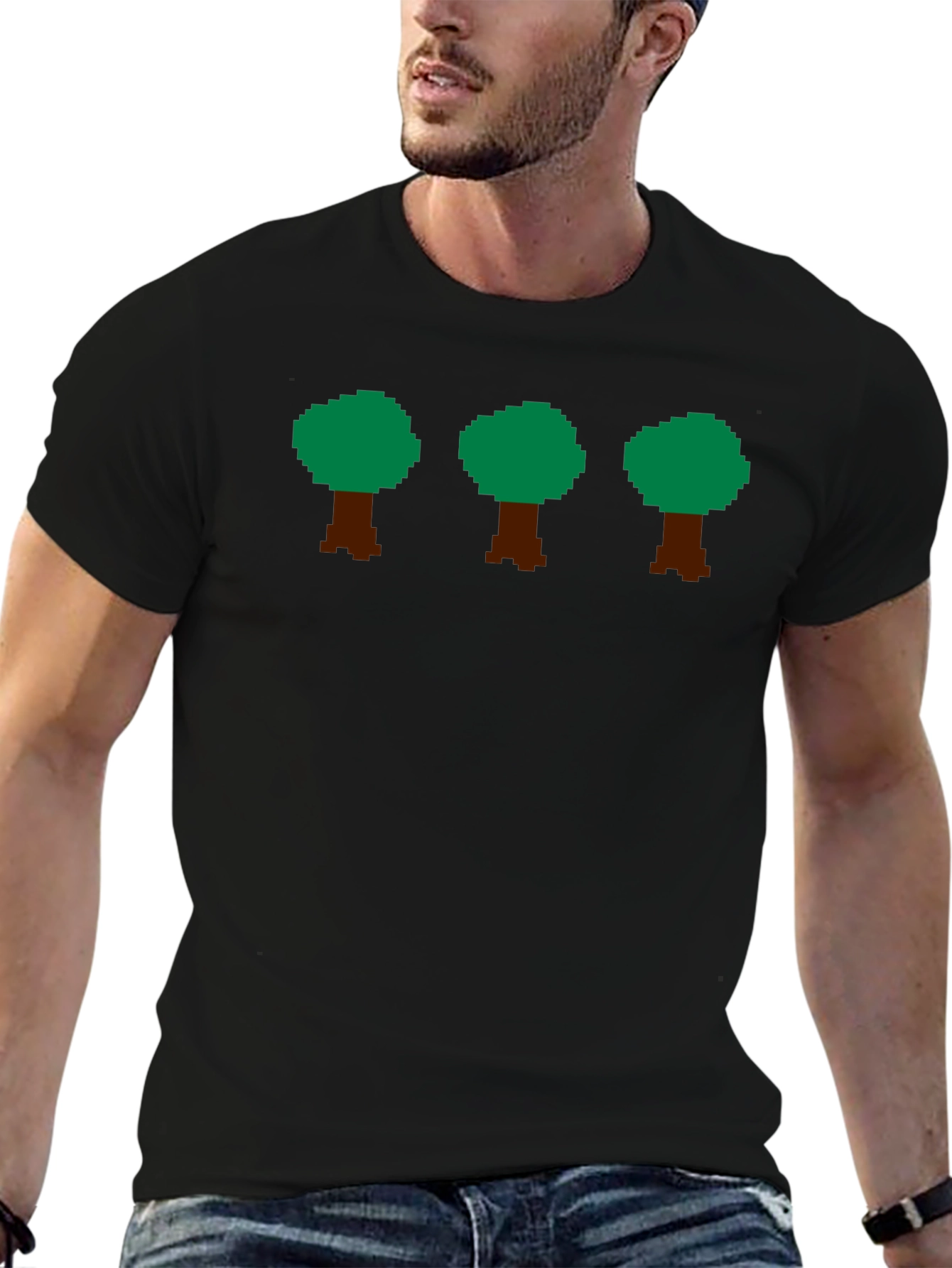 Pixelated Trees Graphic Tee - Retro Gaming Style