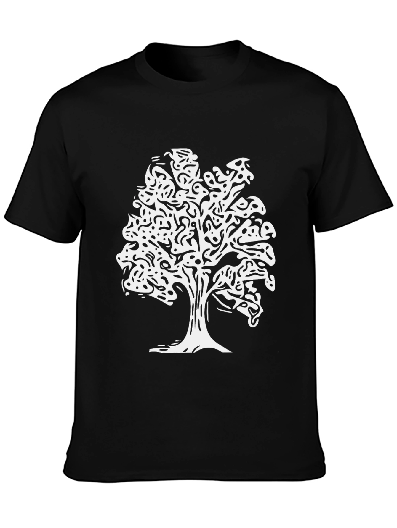 Tree Silhouette Graphic Print Tee - Black