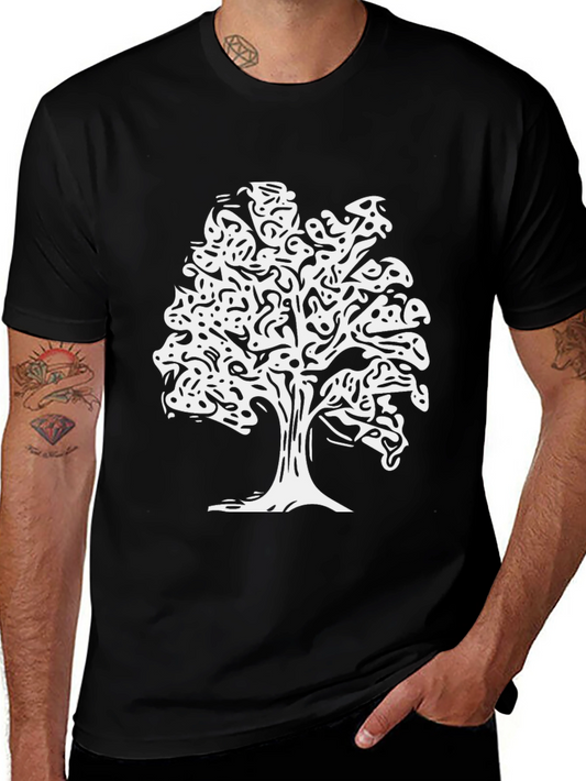 Tree Silhouette Graphic Print Tee - Black