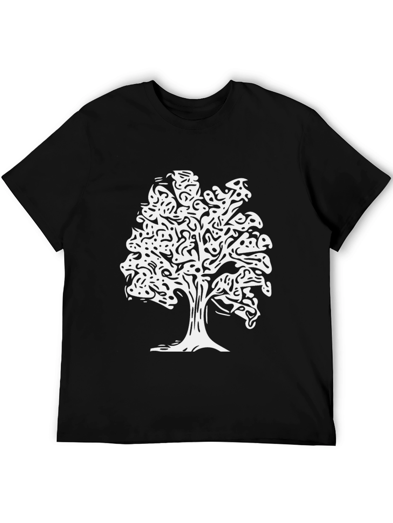 Tree Silhouette Graphic Print Tee - Black