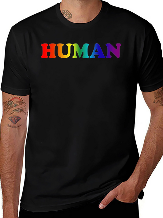Rainbow HUMAN Graphic Black T-Shirt
