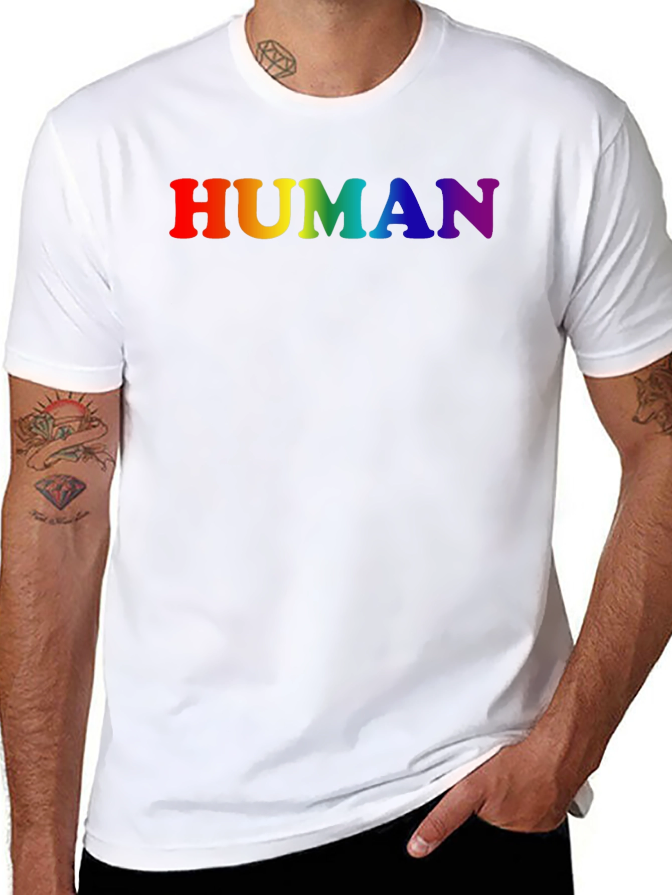 Rainbow HUMAN Graphic Black T-Shirt